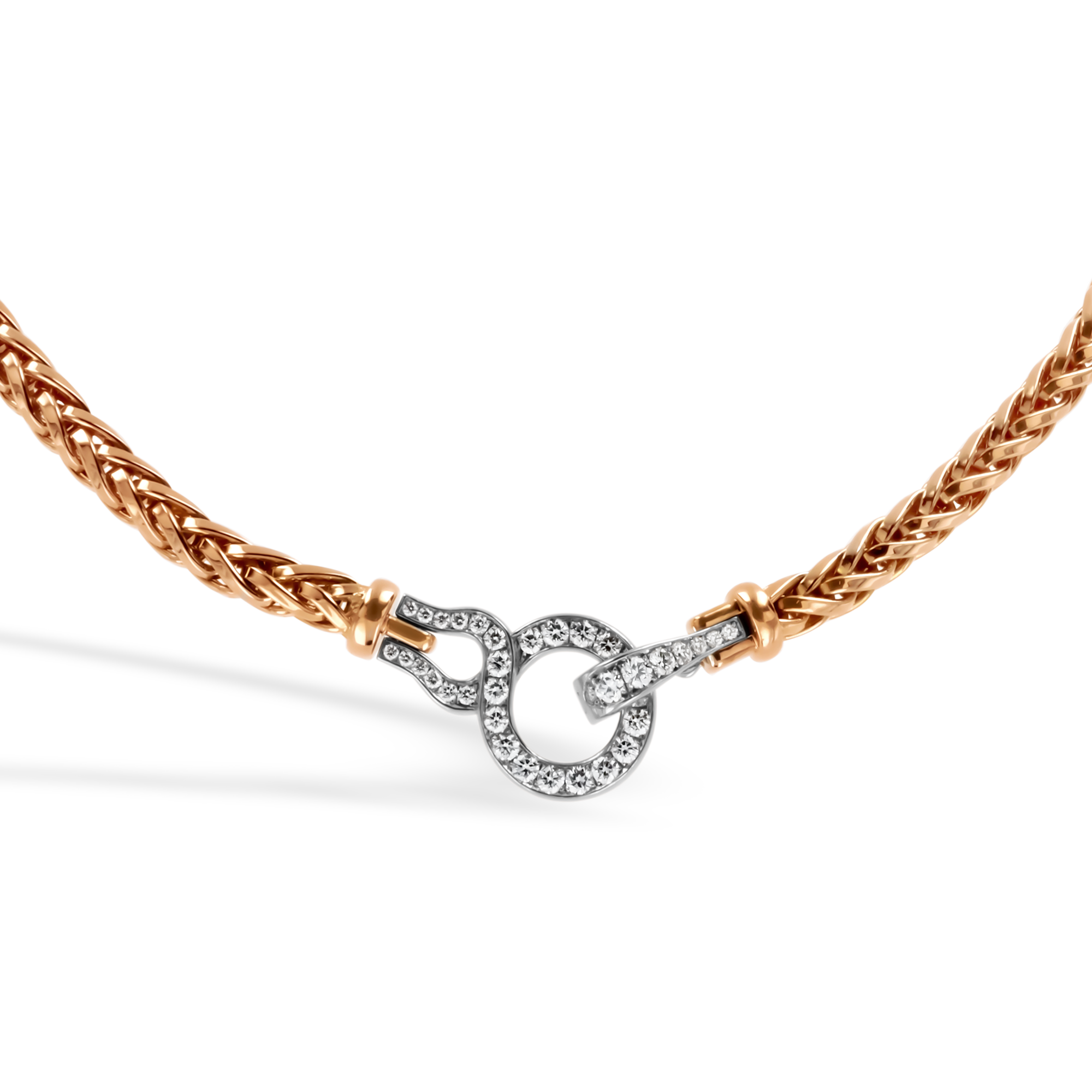 English Chain Necklace with Diamond Clasp Brilliant Cut, Grain Set_2