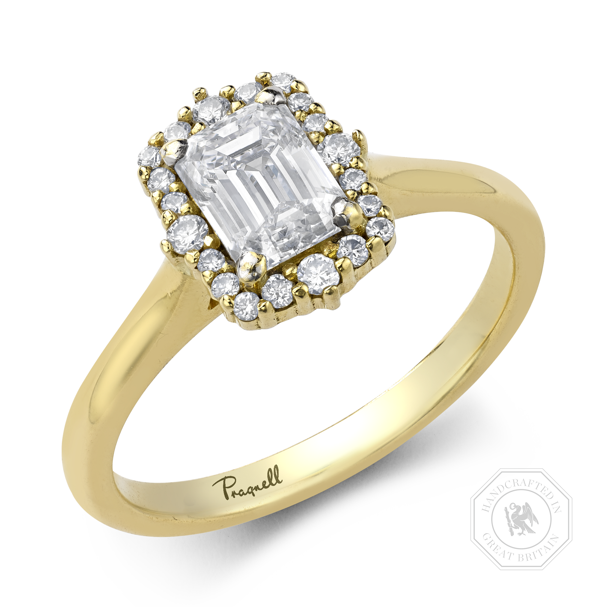 Emerald Cut 0.90ct Diamond Cluster Ring Emerald Cut, Claw Set_1