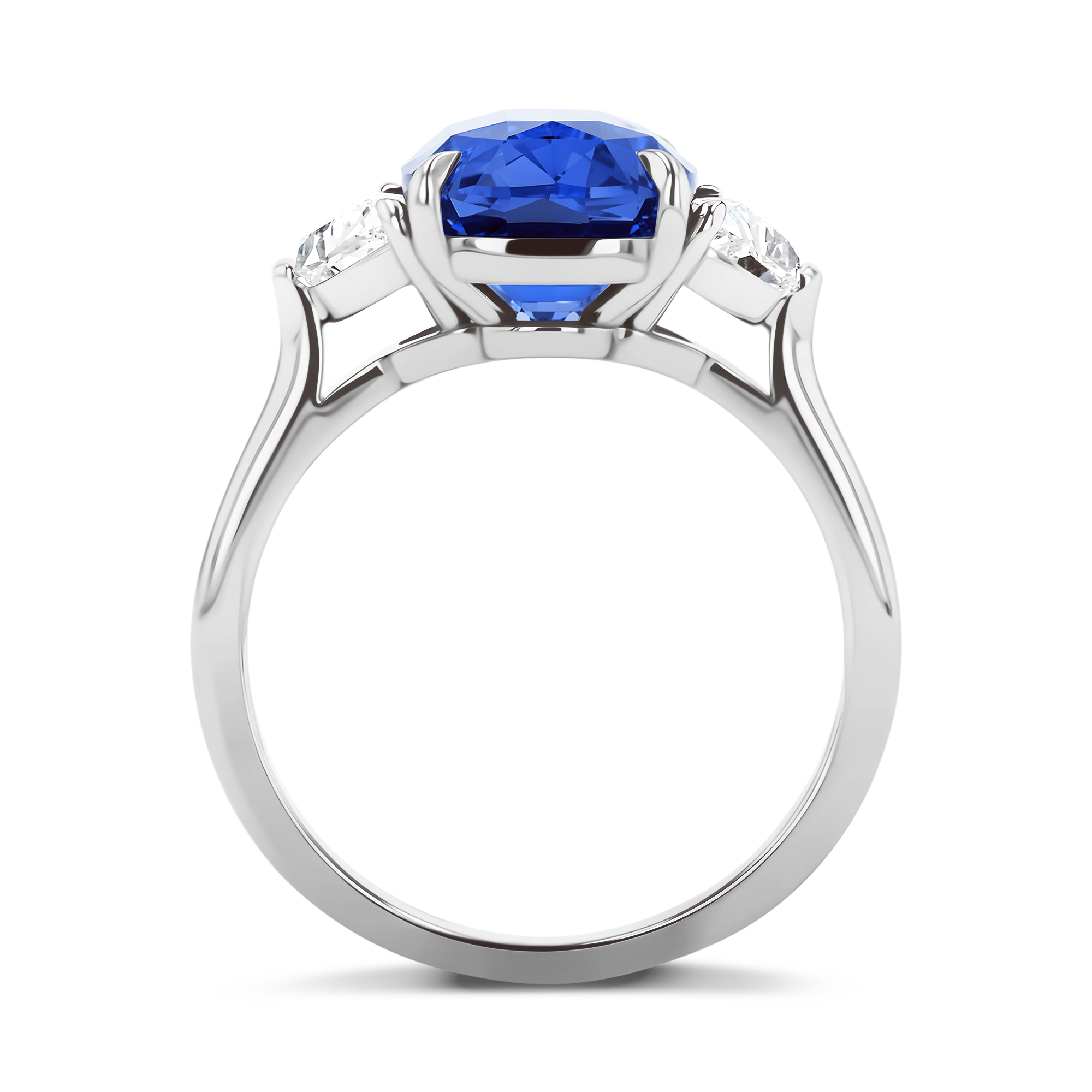 Sapphire and Diamond Ring Cushion modern cut, Claw set_3