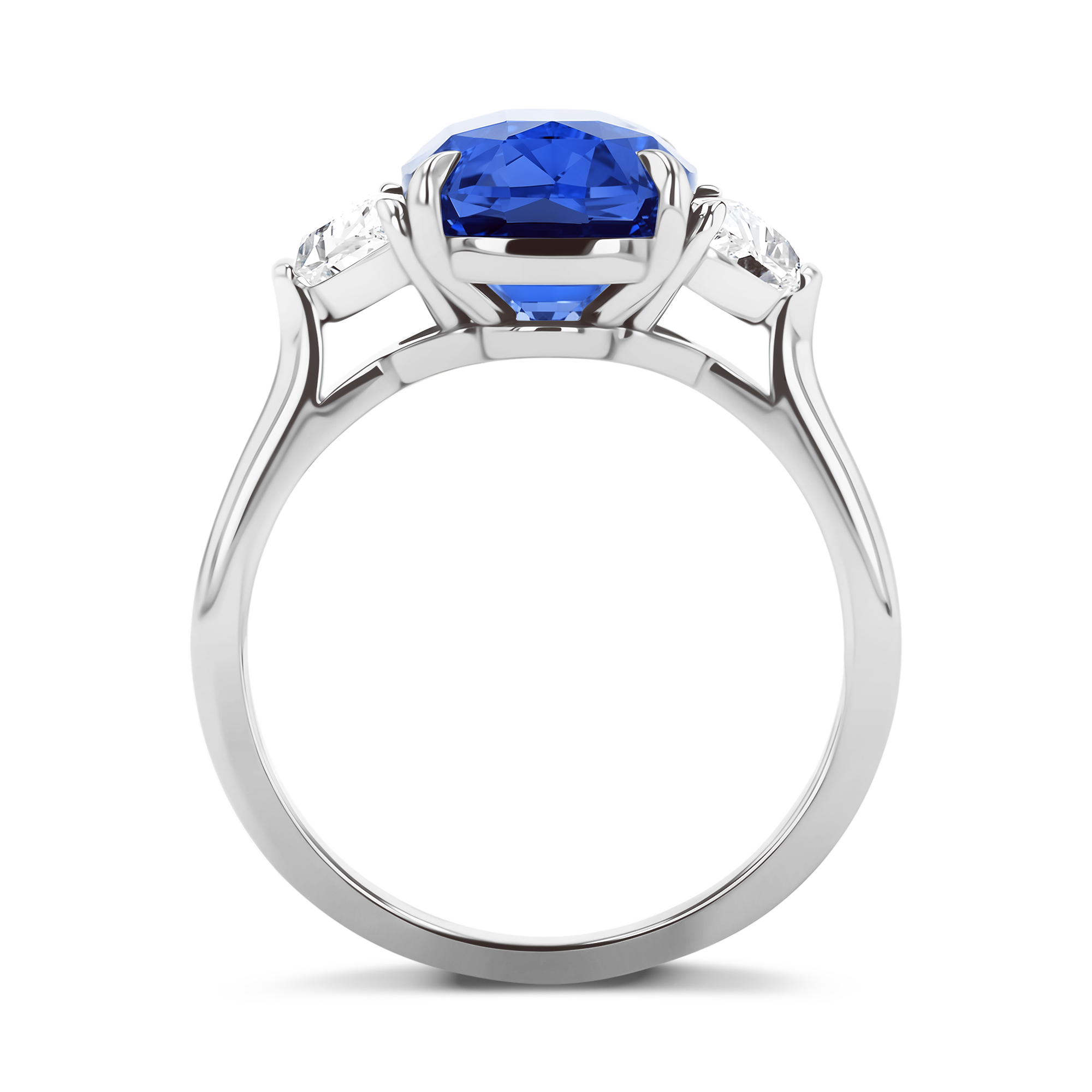 Sapphire and Diamond Ring Cushion modern cut, Claw set_3