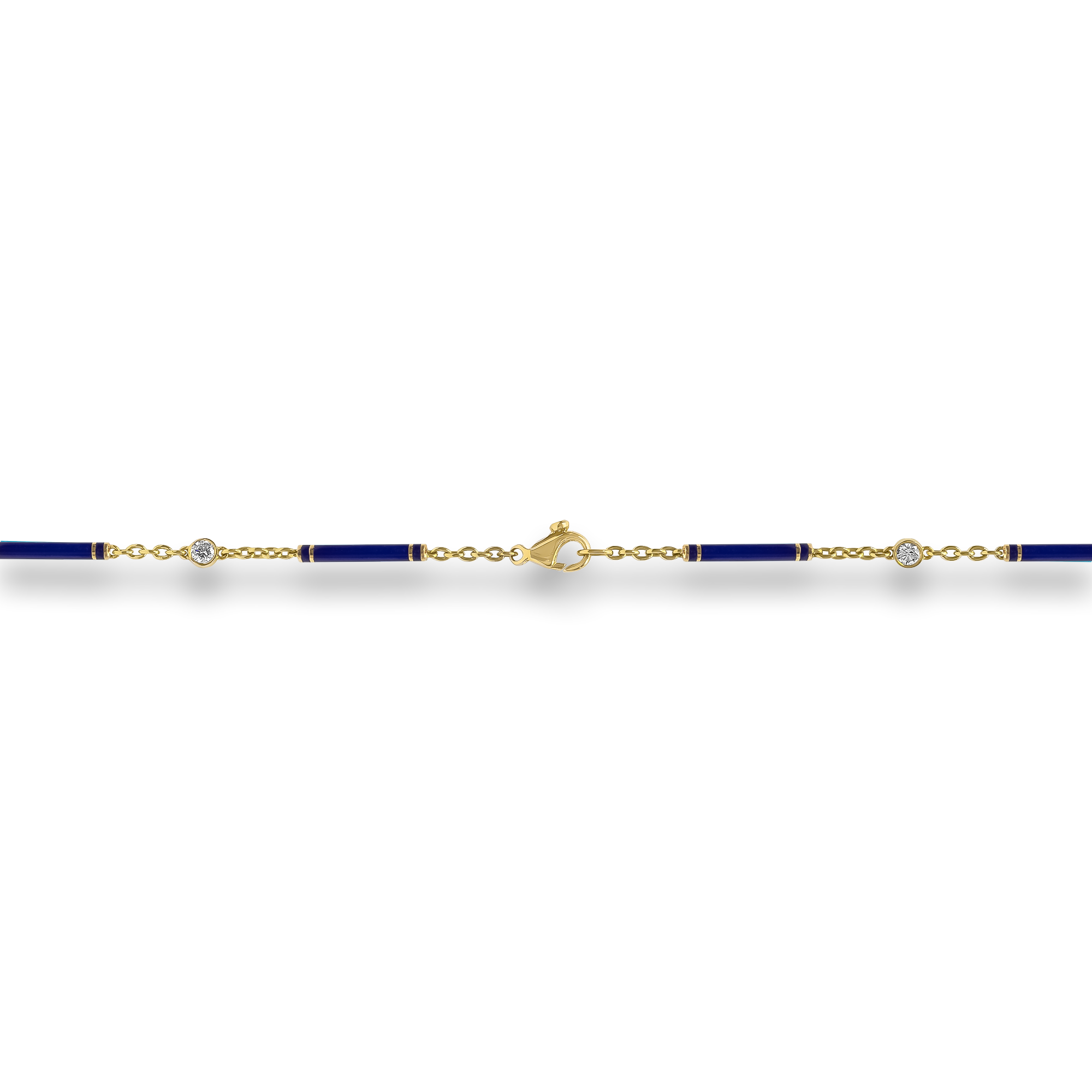 Brilliant Cut 0.96ct Diamond and Navy Blue Enamel Barrel Link Chain Brilliant Cut, Rubover Set_3