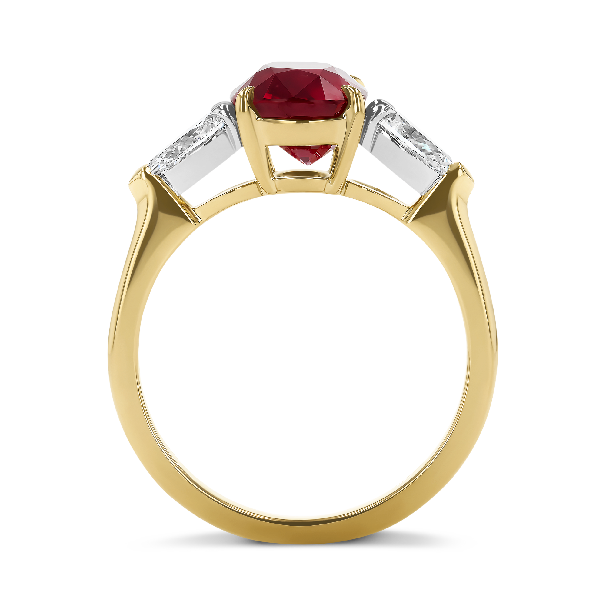 Cushion Cut 1.62ct Burmese Ruby and Diamond Ring Modern Cushion & Pear Cut, Claw Set_3