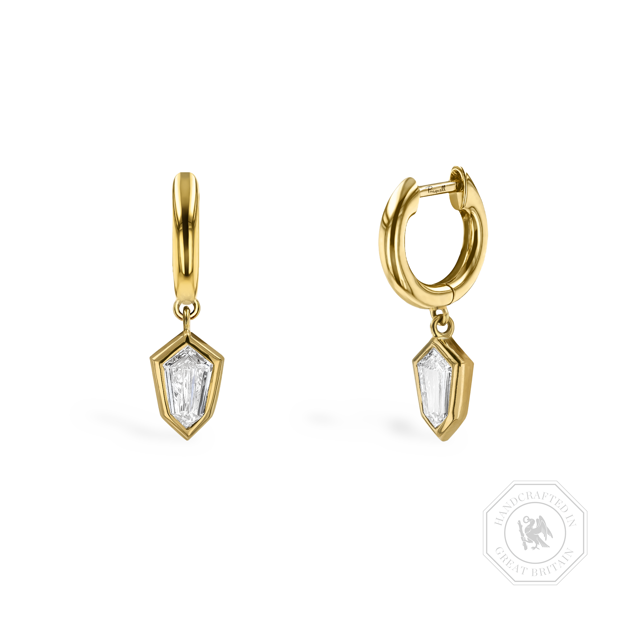 Kite Cut 0.67ct Diamond Drop Earrings Kite Cut, Rubover Set_1
