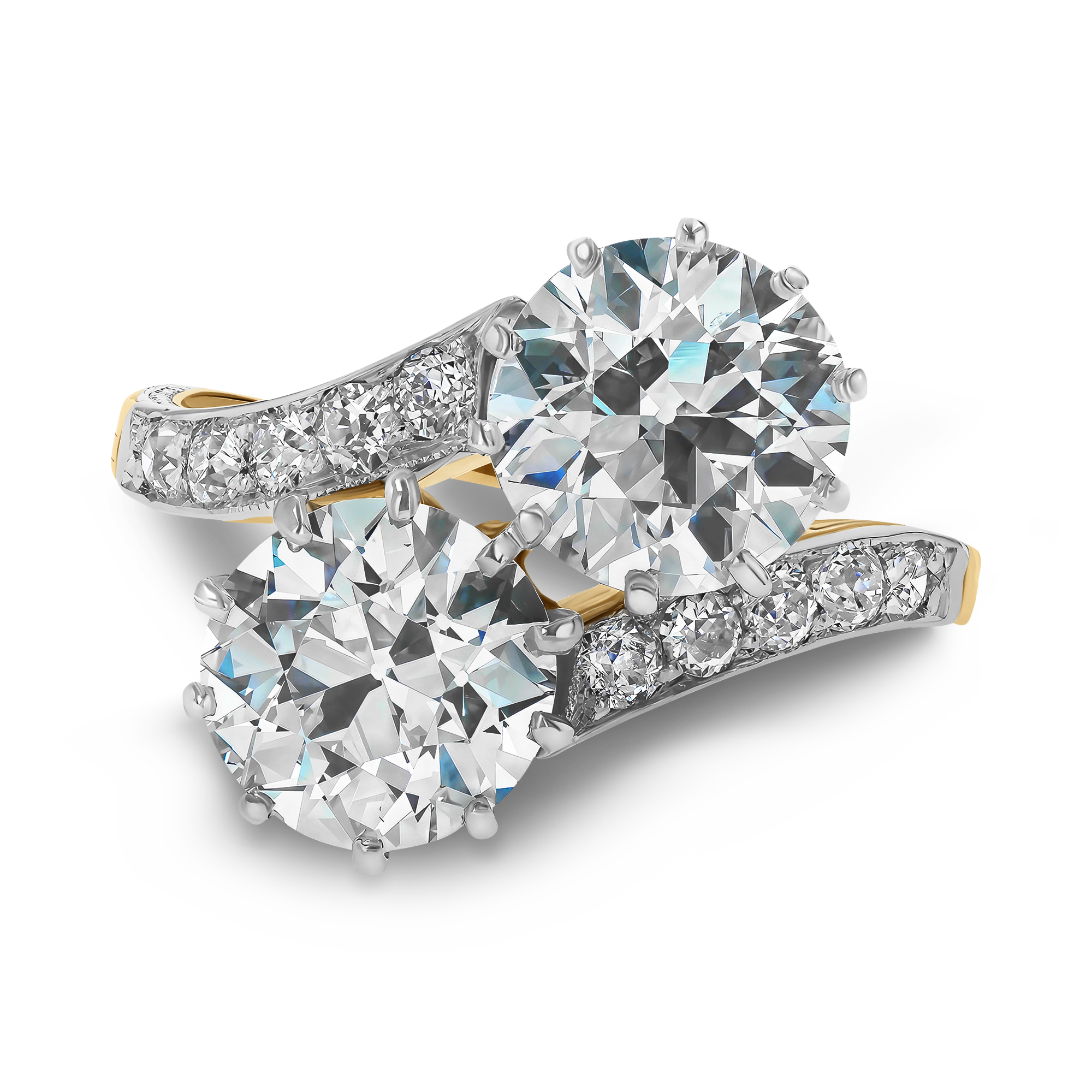 Old Cut Diamond Toi et Moi Ring Old Mine Cut, Claw Set_2