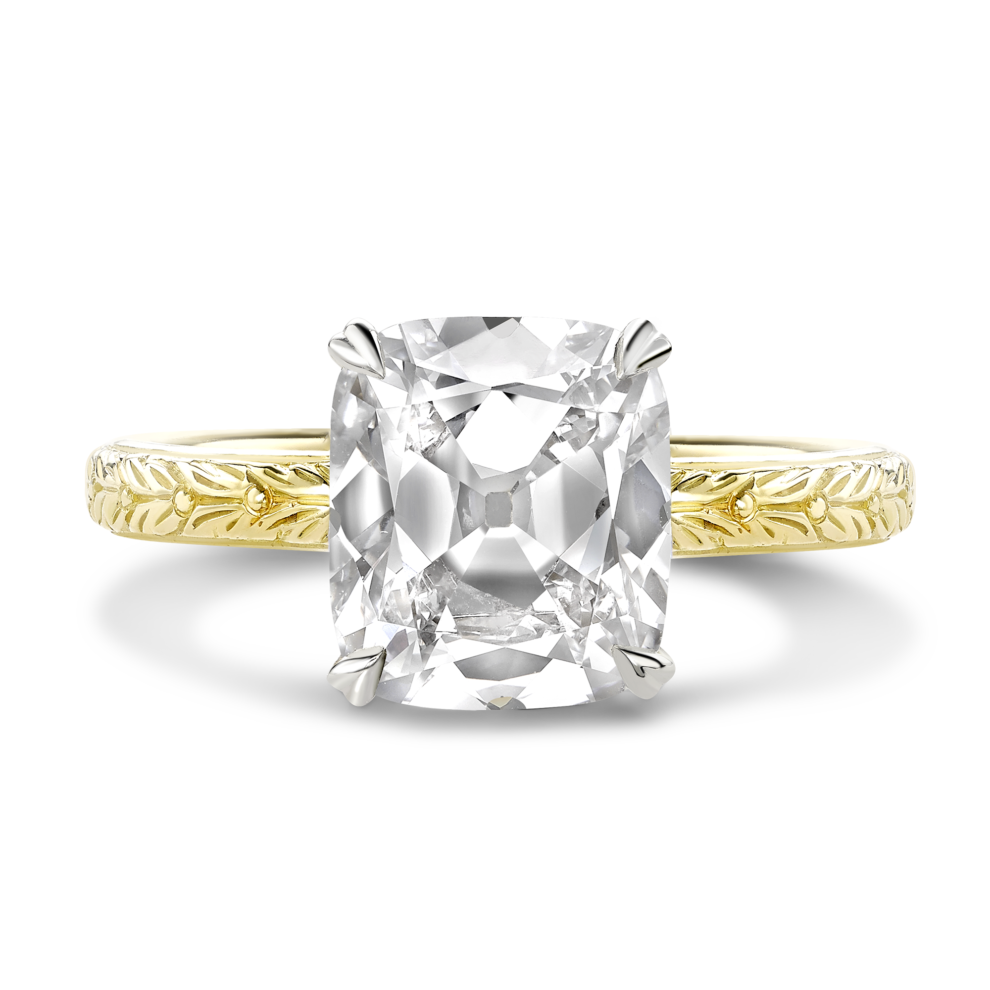 Antique Cushion Cut 2.81ct Golconda Diamond Ring Antique Cushion Cut, Claw Set_2