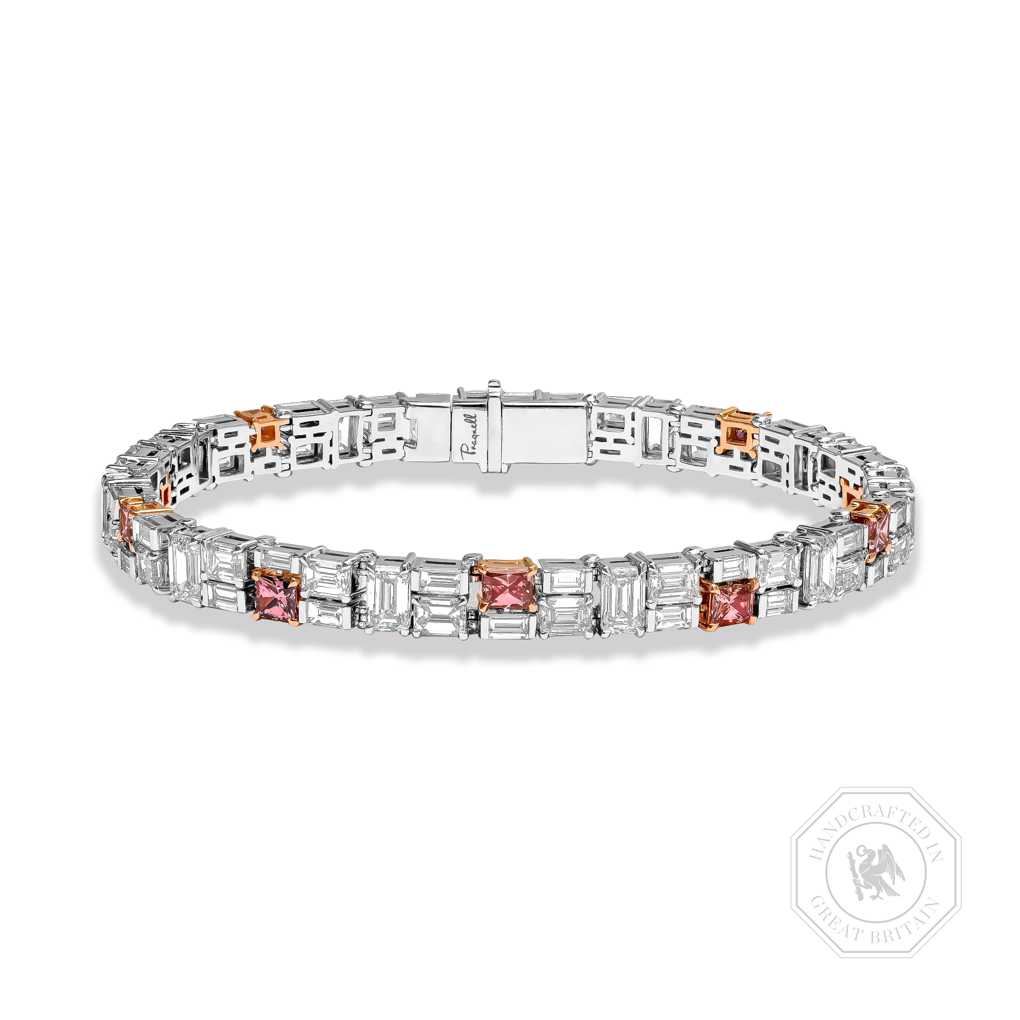 Masterpiece Mosaic 15.76ct Diamond and Pink Diamond Mosaic Bracelet Emerald, Baguette & Princess Cut, Claw Set_1