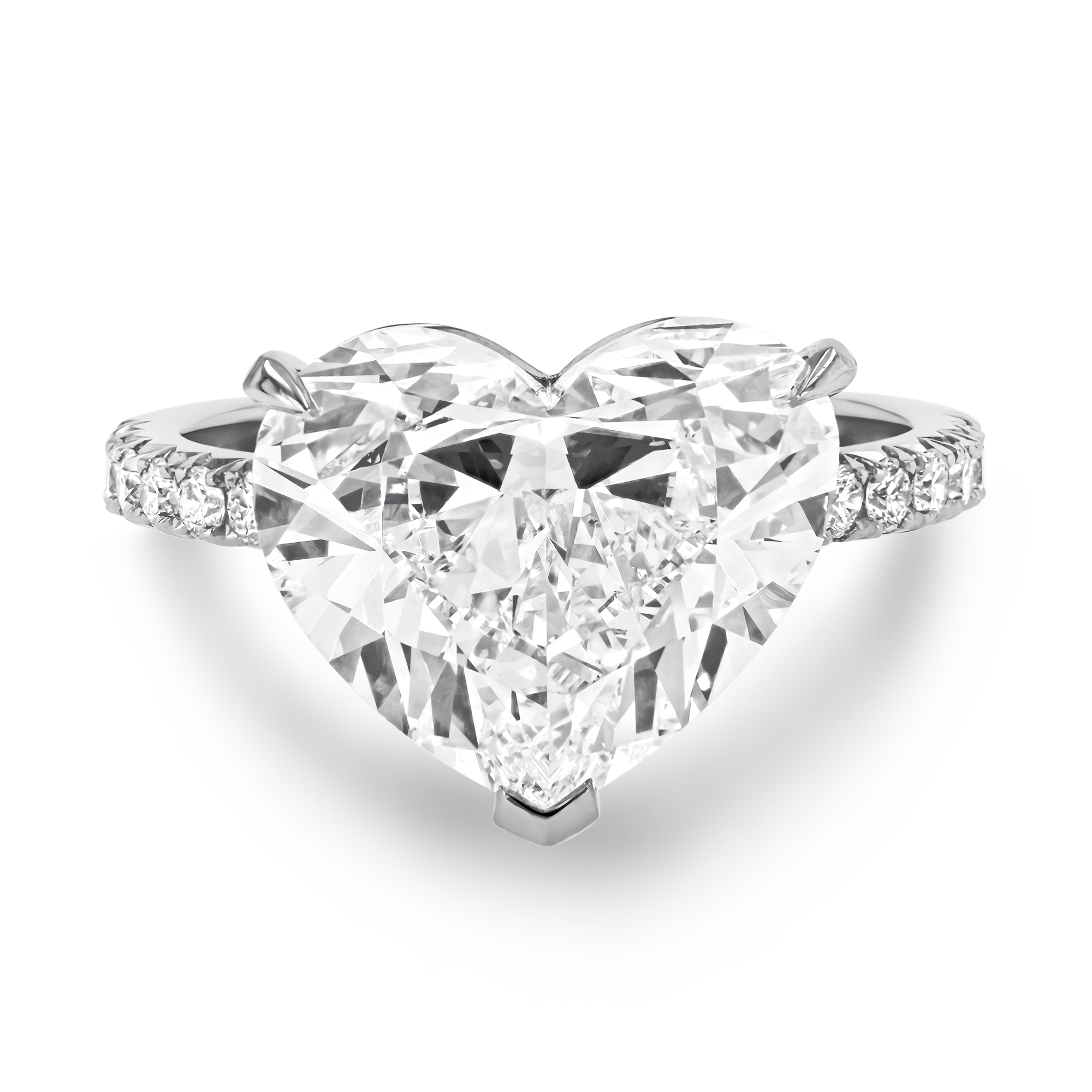 Masterpiece Aurora Setting Colourless Heart Diamond Ring with Diamond Set Shoulders Heart Cut, Claw Set_2