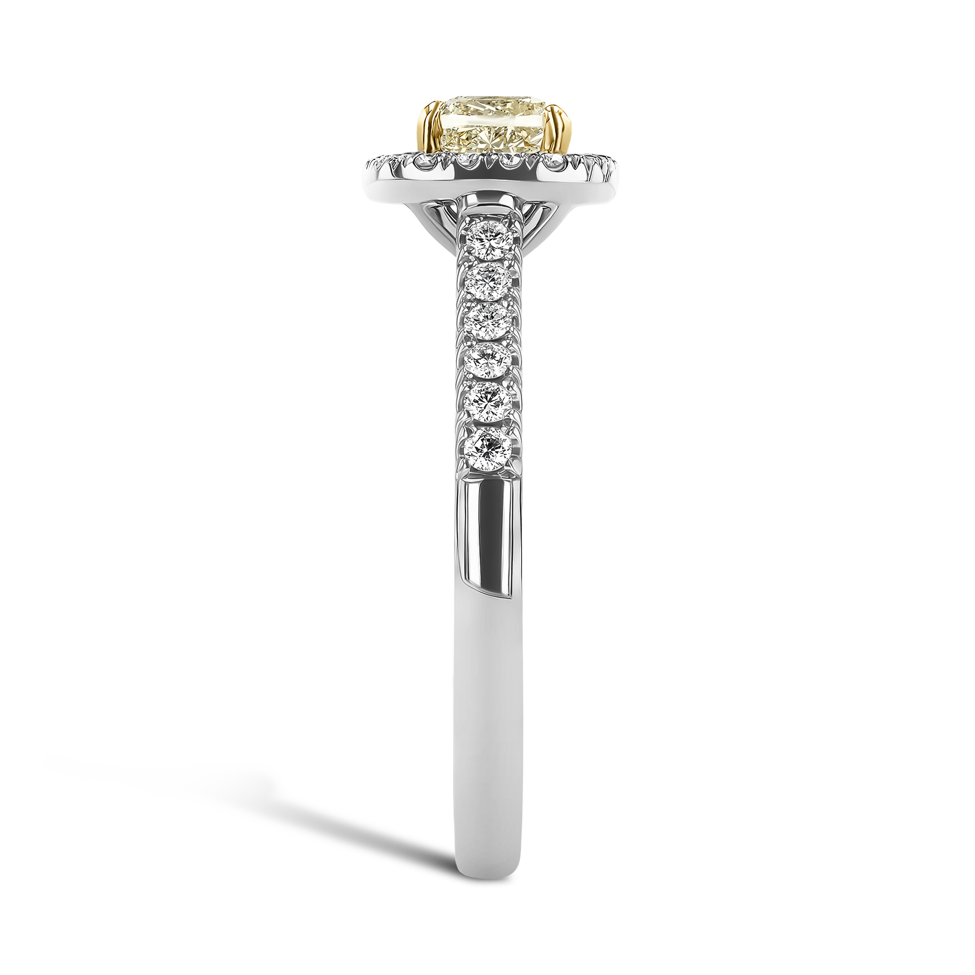 Celestial Radiant Cut 0.49ct Fancy Yellow Diamond Cluster Ring Radiant Cut, Claw Set_4