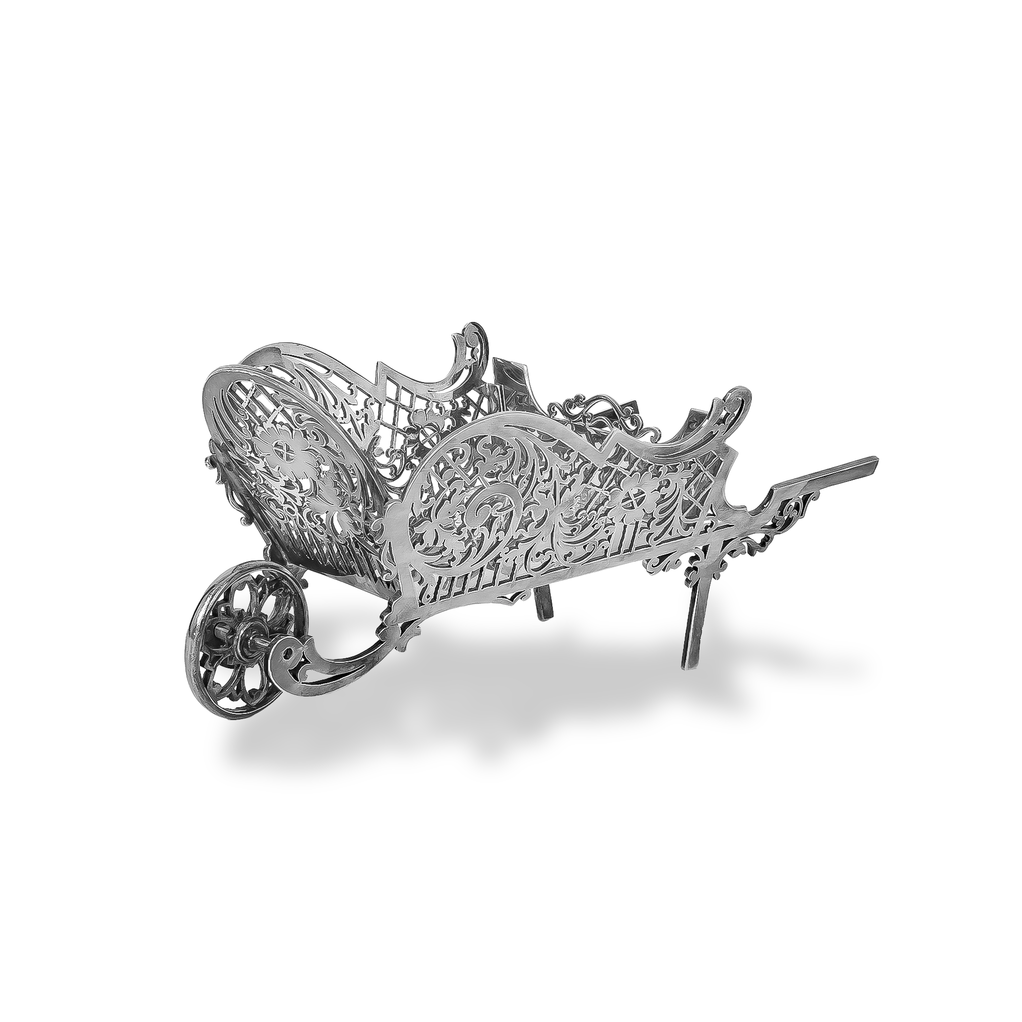 Silver Ornate Decorative Wheelbarrow Hallmarked Sheffield_1