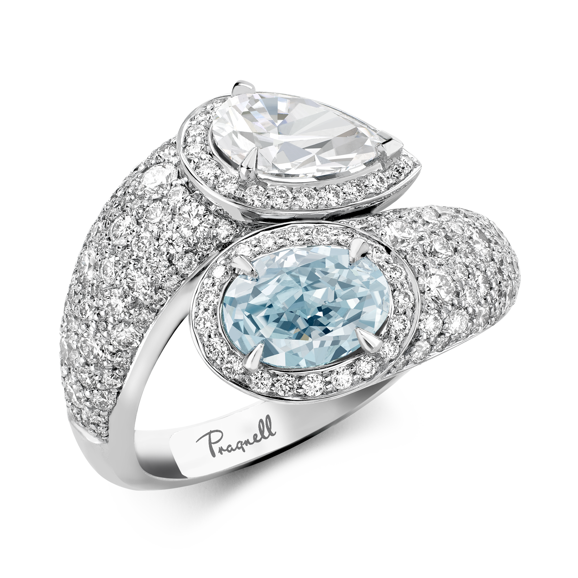 Masterpiece 1.01ct Oval Fancy Blue Diamond Bypass Ring Oval Cut, Claw Set_1