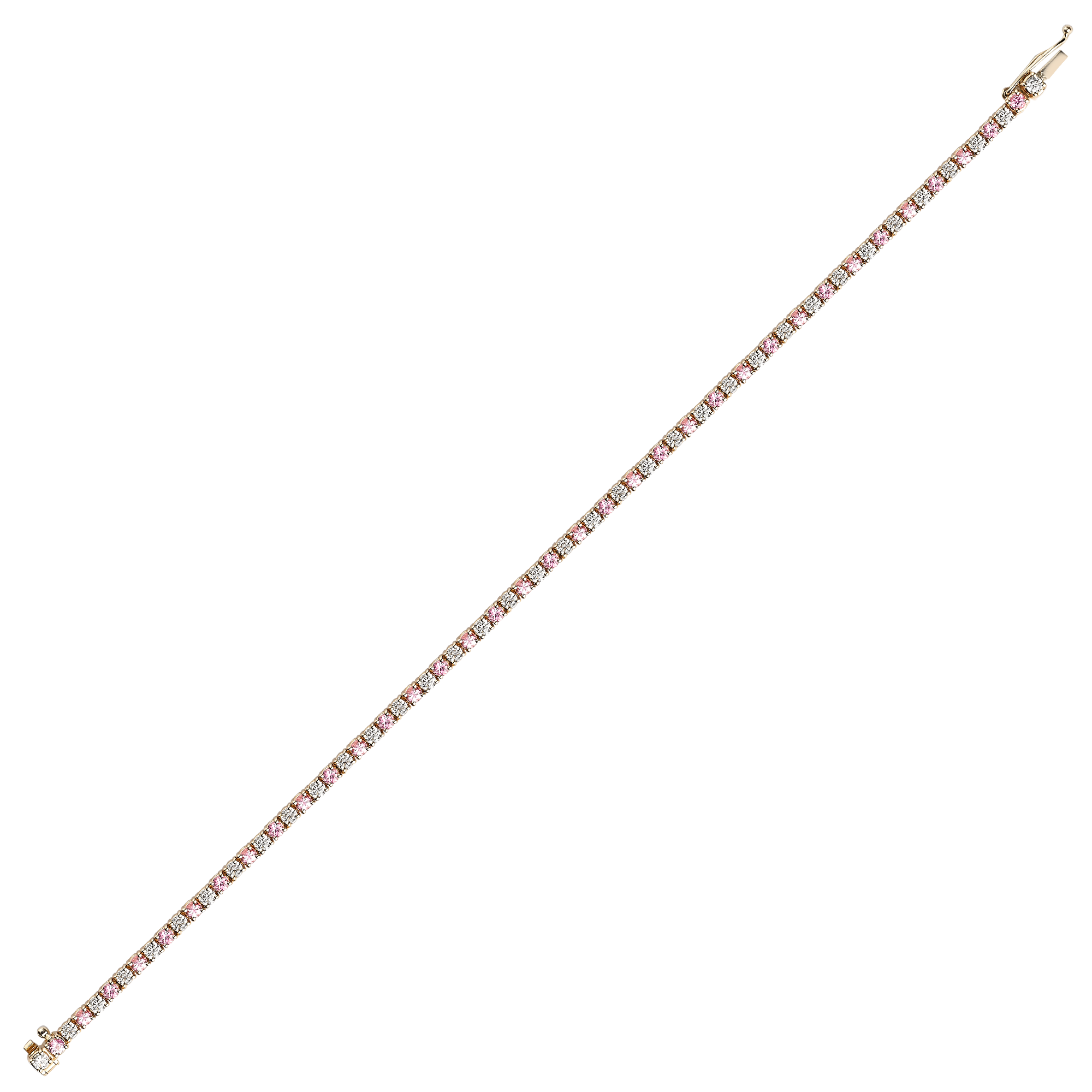 Pink Sapphire & Diamond Line Bracelet Brilliant cut, Claw set_2