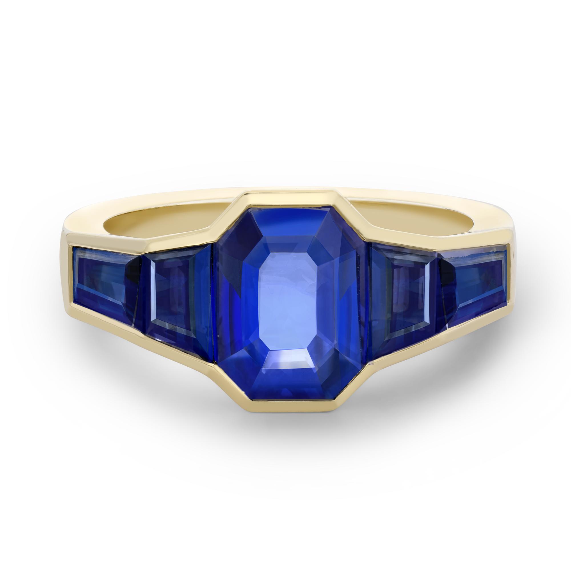 Kingdom Sri Lankan Sapphire Ring Trap & Baguette Cut, Rubover Set_2