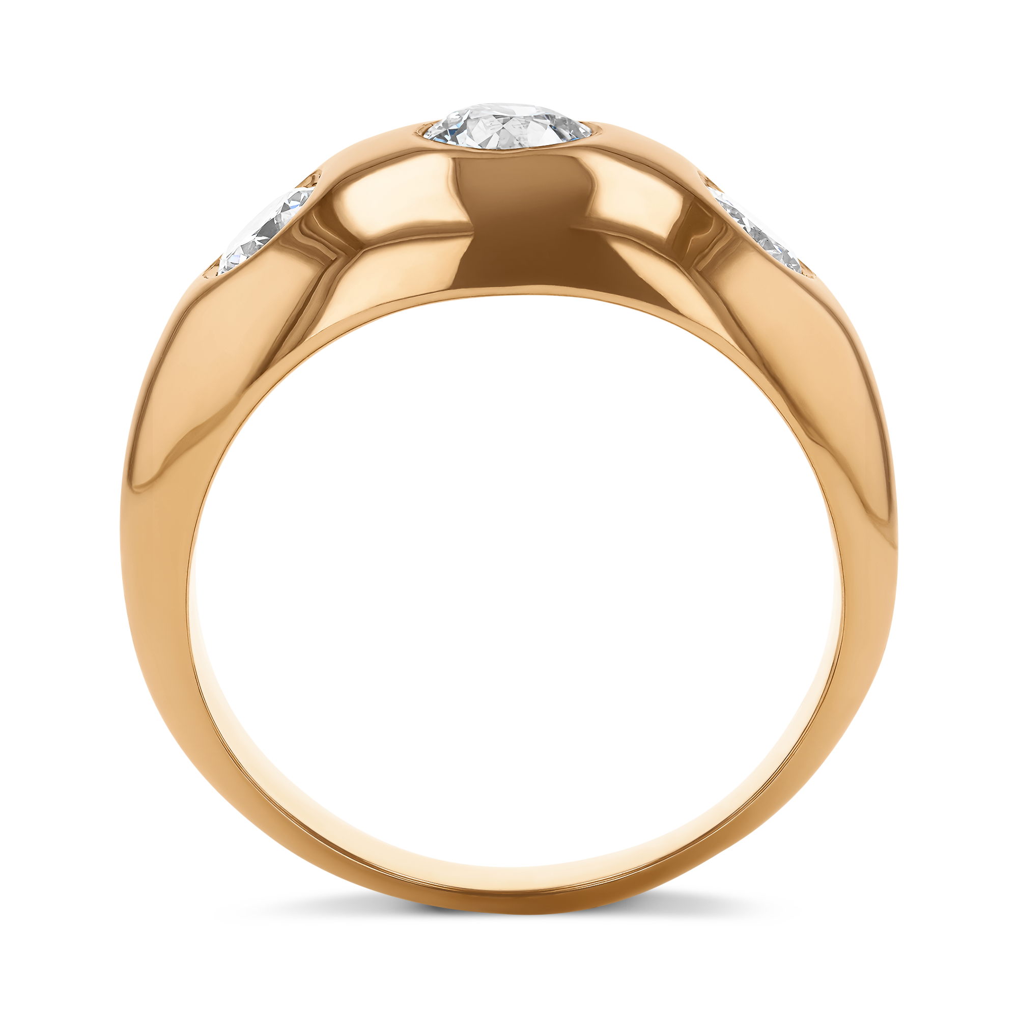 Old Cut Three Stone Diamond Ring Old European Cut, Gypsy Set_3