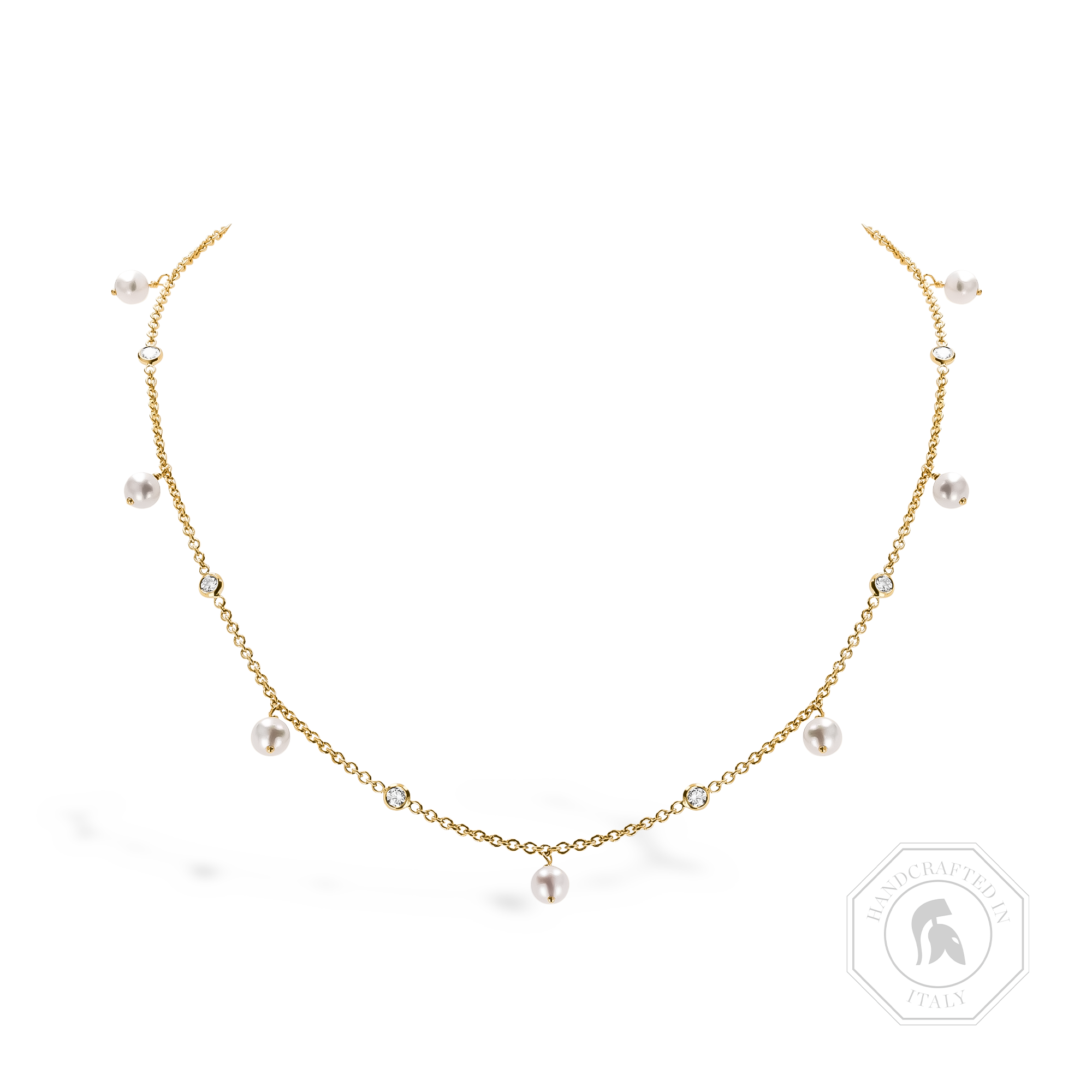 Akoya Pearl and Diamond  Long Necklace Brilliant Cut, Rubover Set_1
