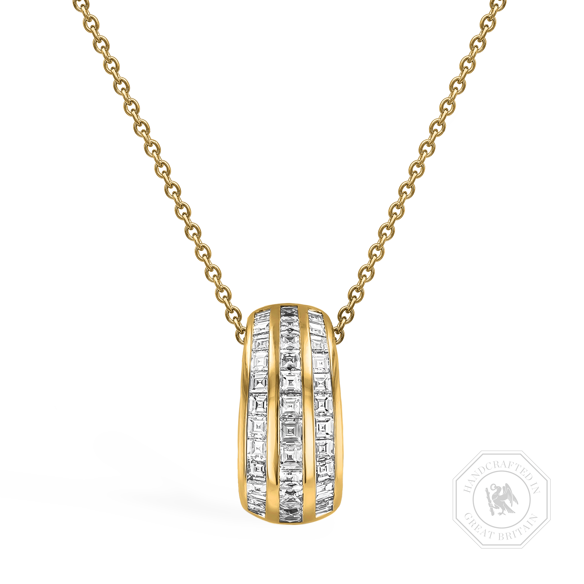 Manhattan 0.68ct Three Row Diamond Pendant Carre Cut, Channel Set_1