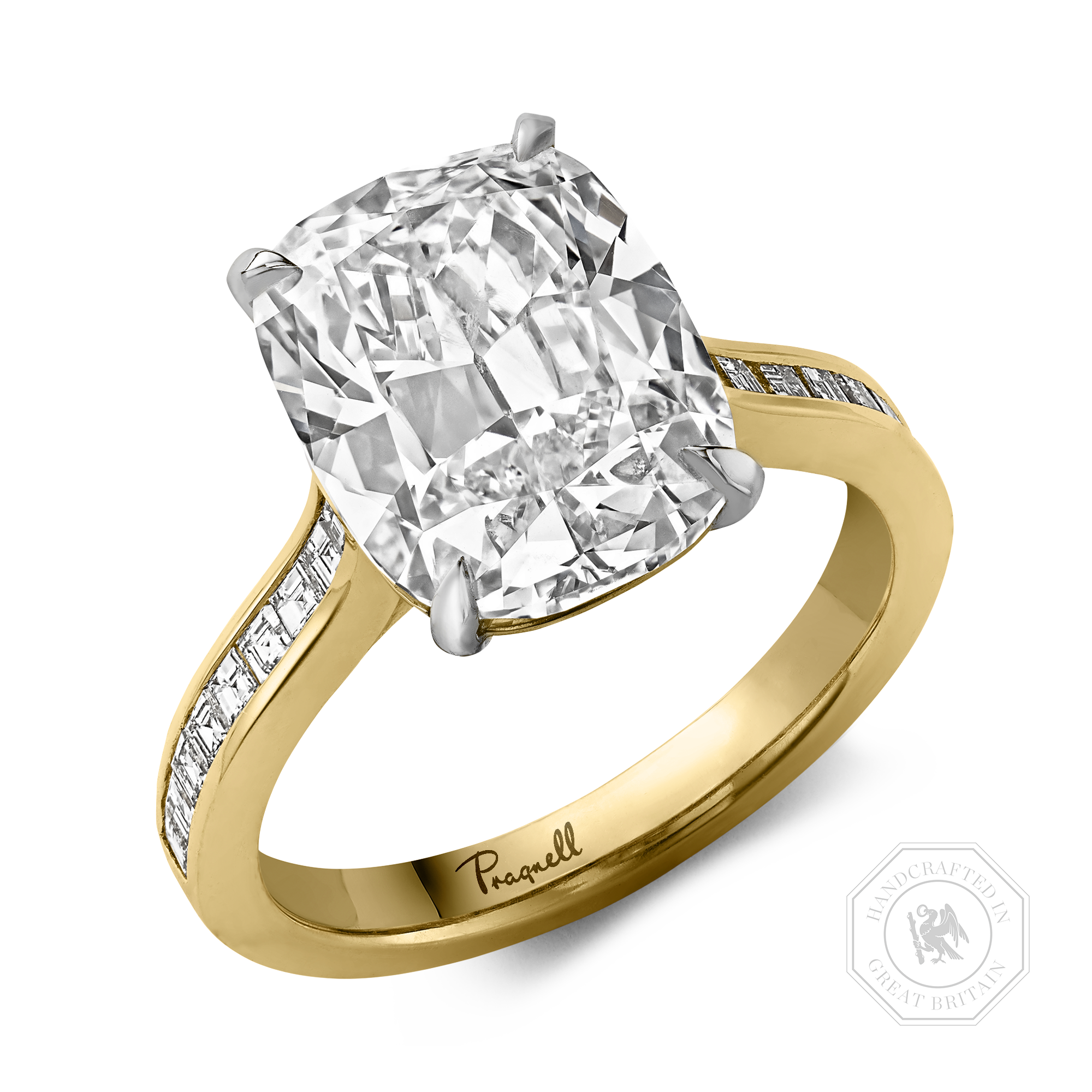 Masterpiece Deco Setting 5.02ct Diamond Solitaire Ring Cushion Antique Cut, Claw Set_1