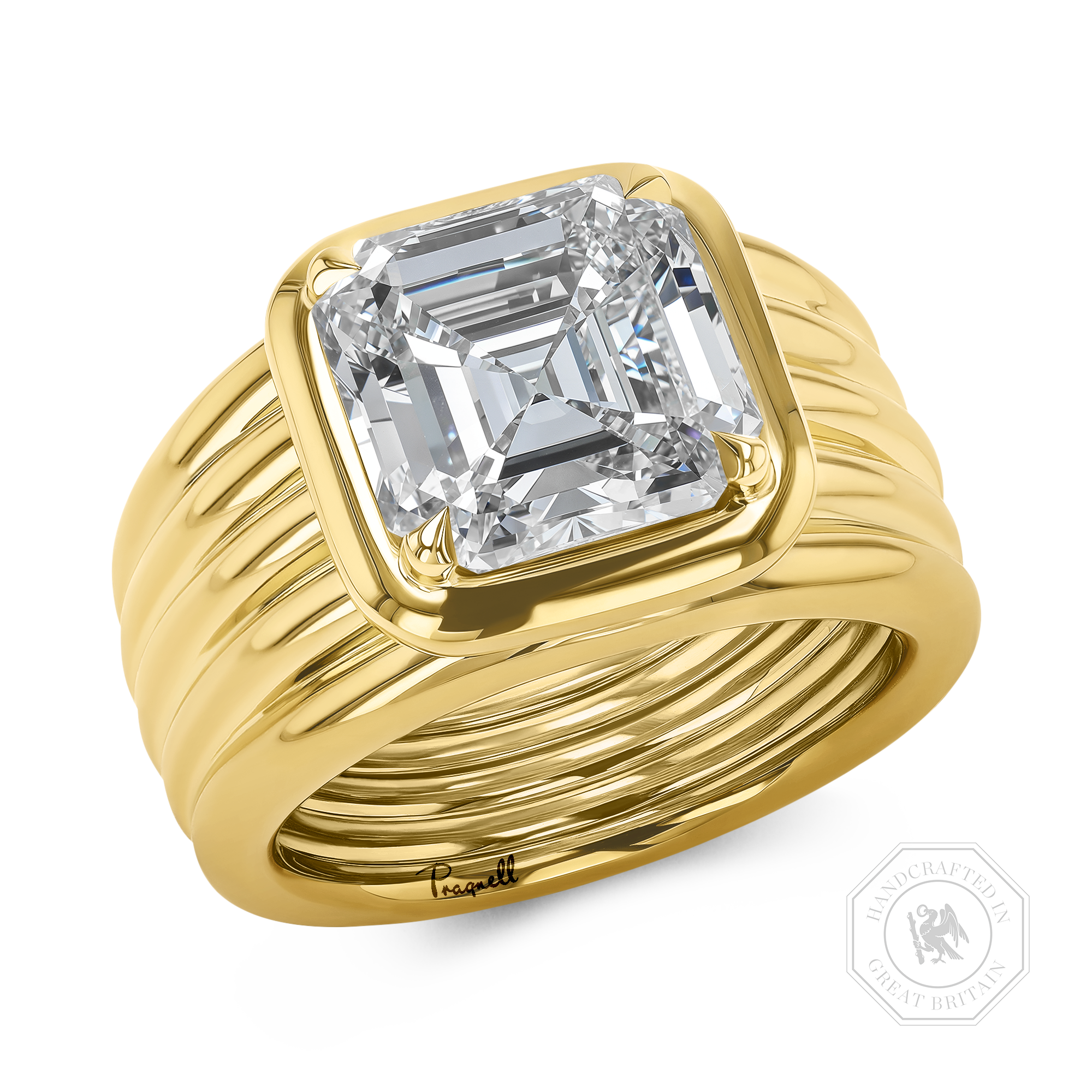 Masterpiece Weave Setting 5.06ct Diamond Solitaire Ring Asscher Cut, Claw Set_1