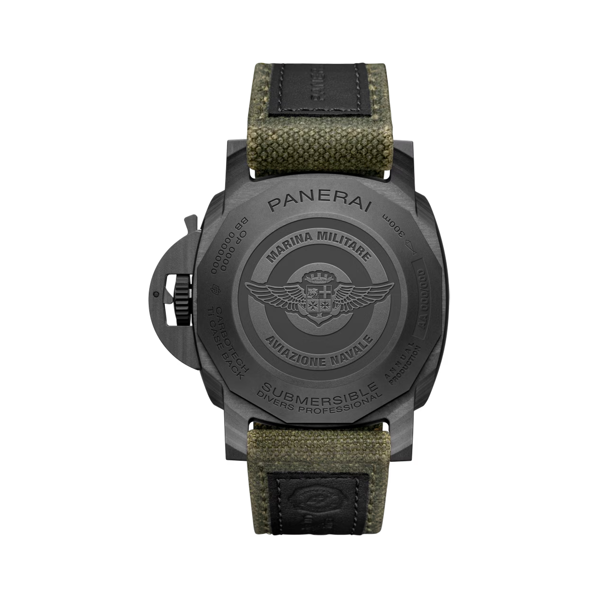 Panerai Submersible Marina Militare Carbotech 44mm 44mm, Green Dial, Baton Numerals_2