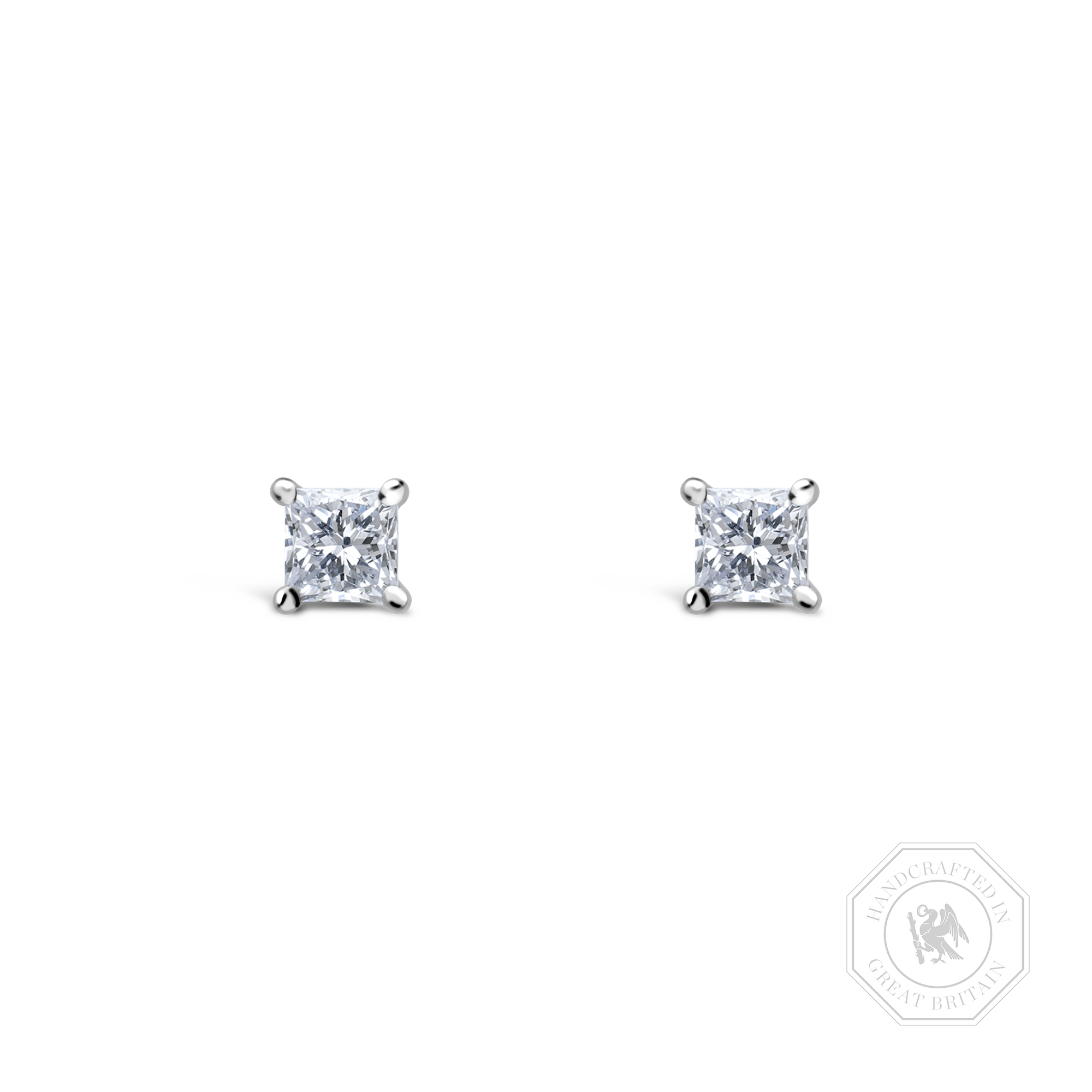 Princess Cut Diamond Stud Earrings Princess Cut, Claw Set_1
