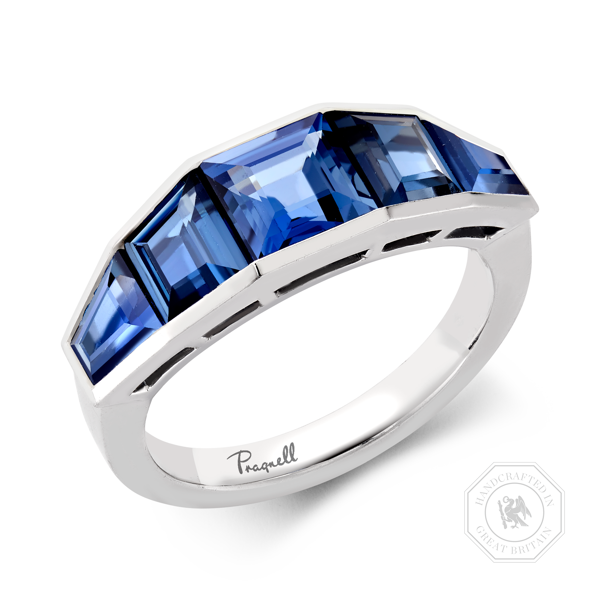 Kingdom Blue Sapphire Ring Carre Cut, Rubover Set_1