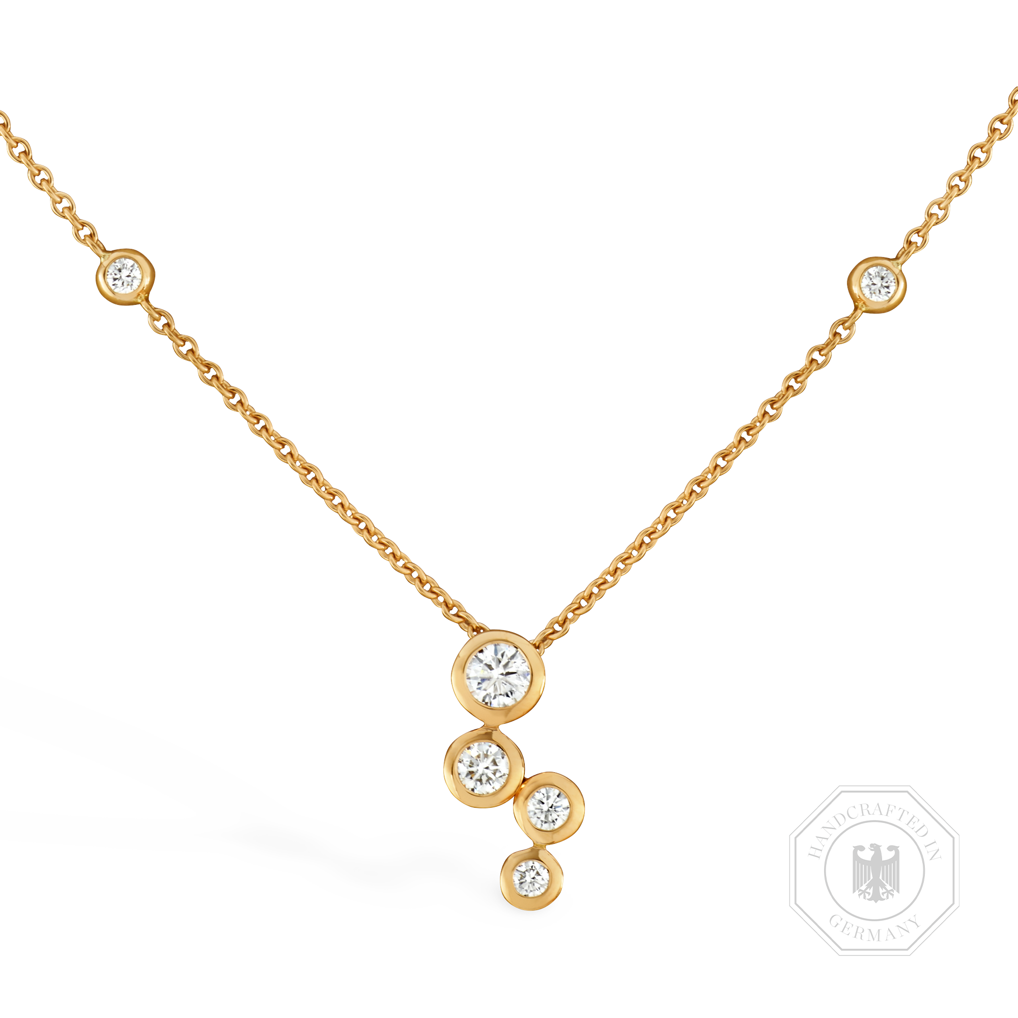 Bubbles Diamond Drop Pendant Brilliant Cut, Rubover Set_1