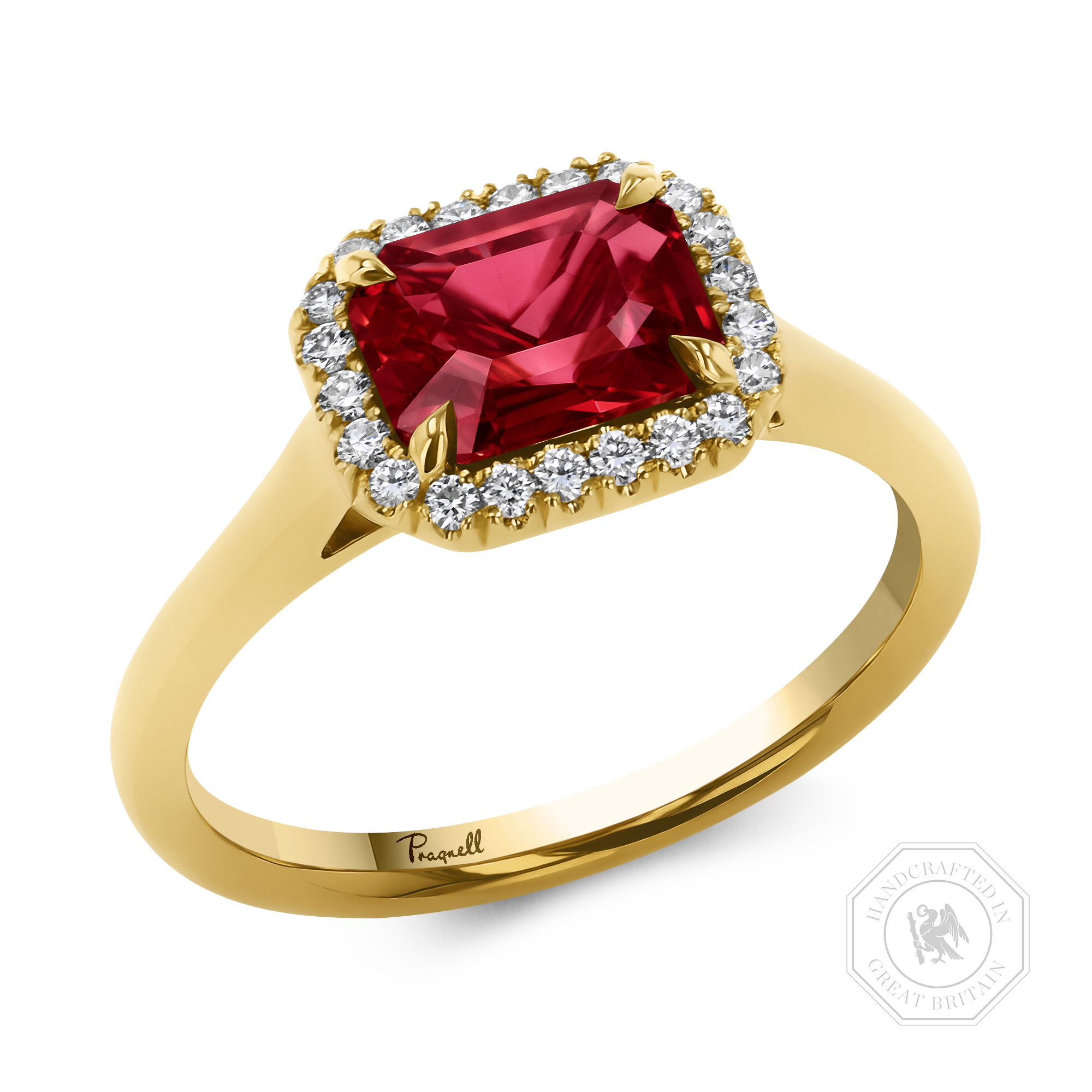 Octagon Cut 1.49ct Mozambique Ruby and Diamond Ring Octagon Cut, Claw Set_1