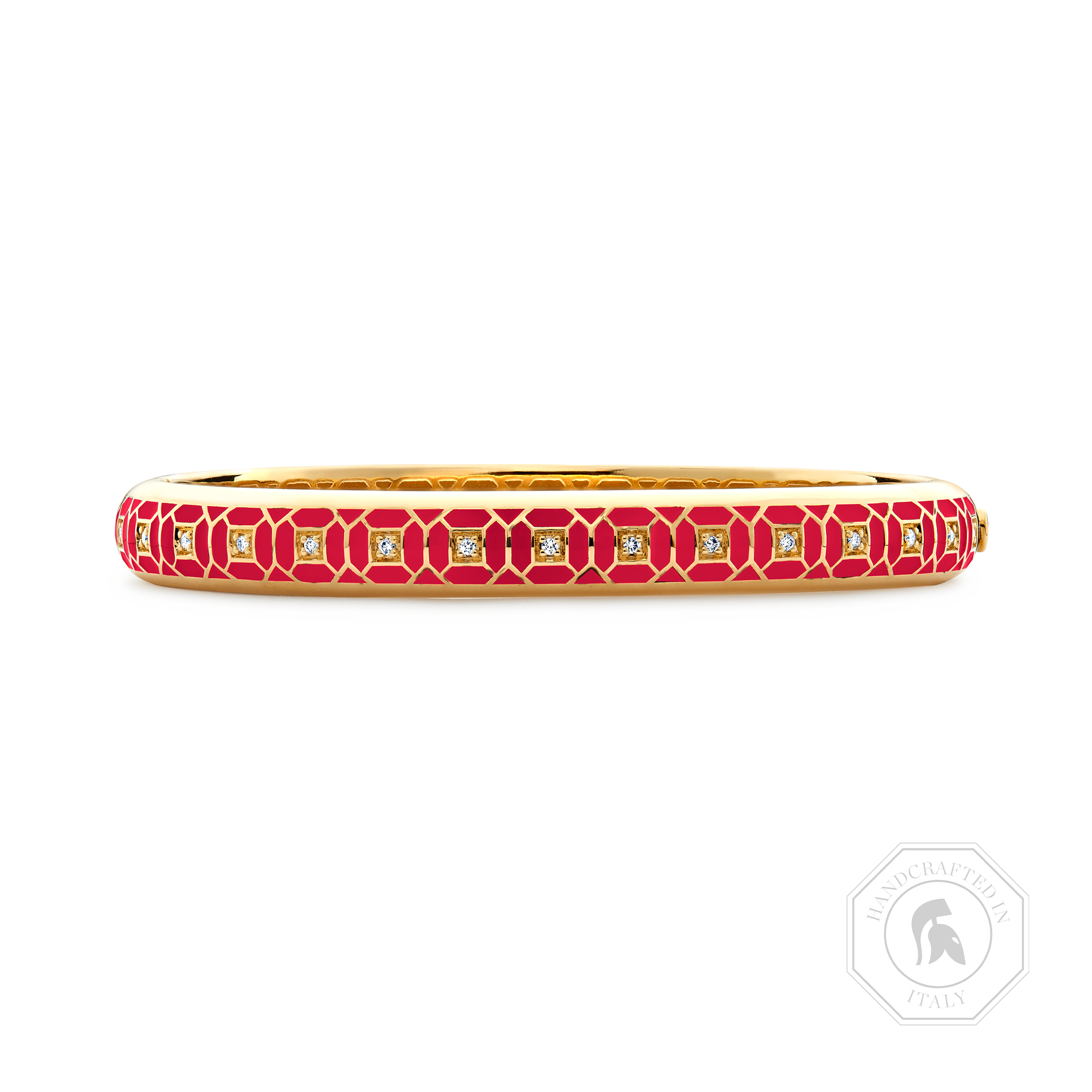 Revival Regency Red Enamel and Diamond Bangle Brilliant Cut, Pave Set_1