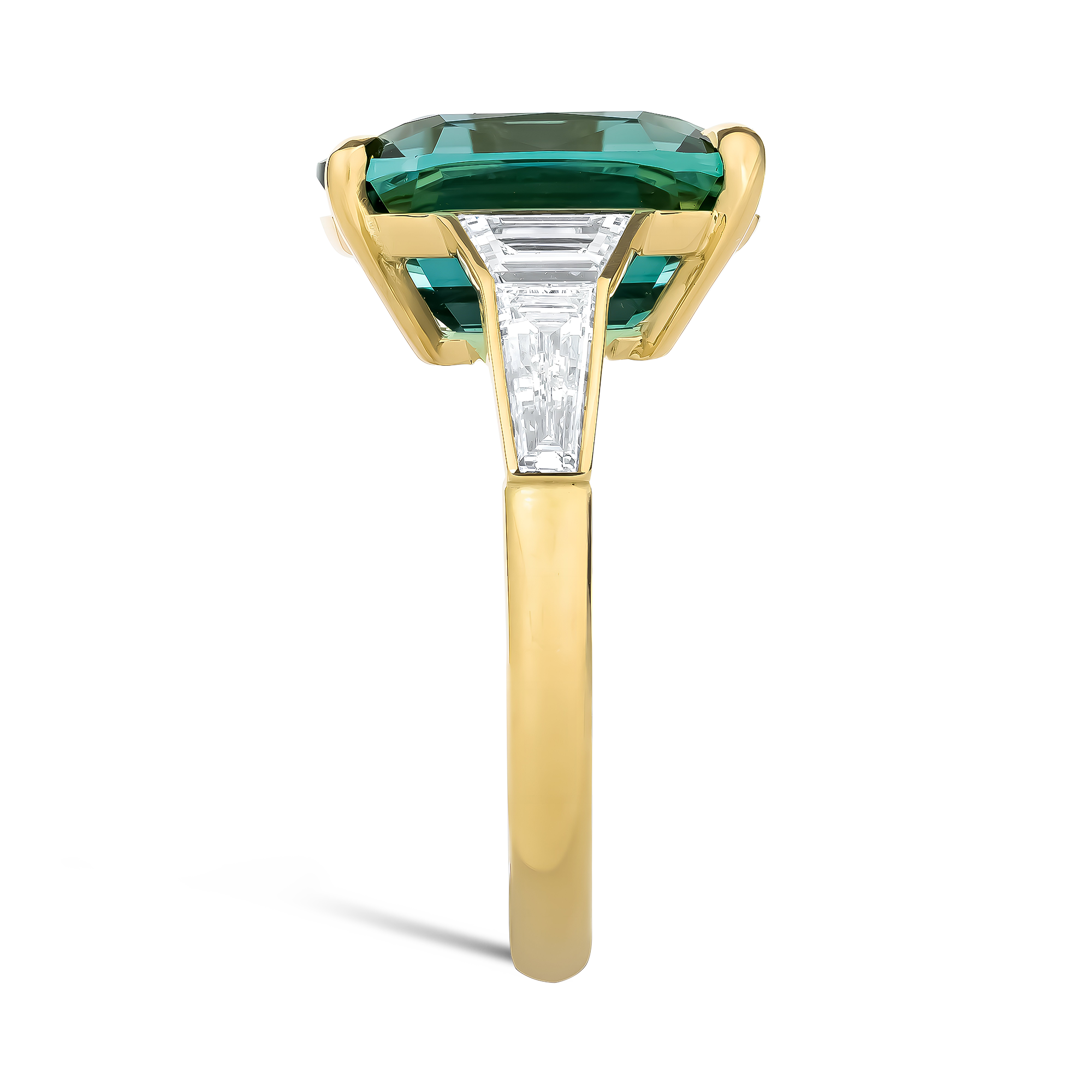 Cushion Cut 6.61ct Lagoon Tourmaline and Diamond Ring Modern Cushion Cut, Claw Set_4