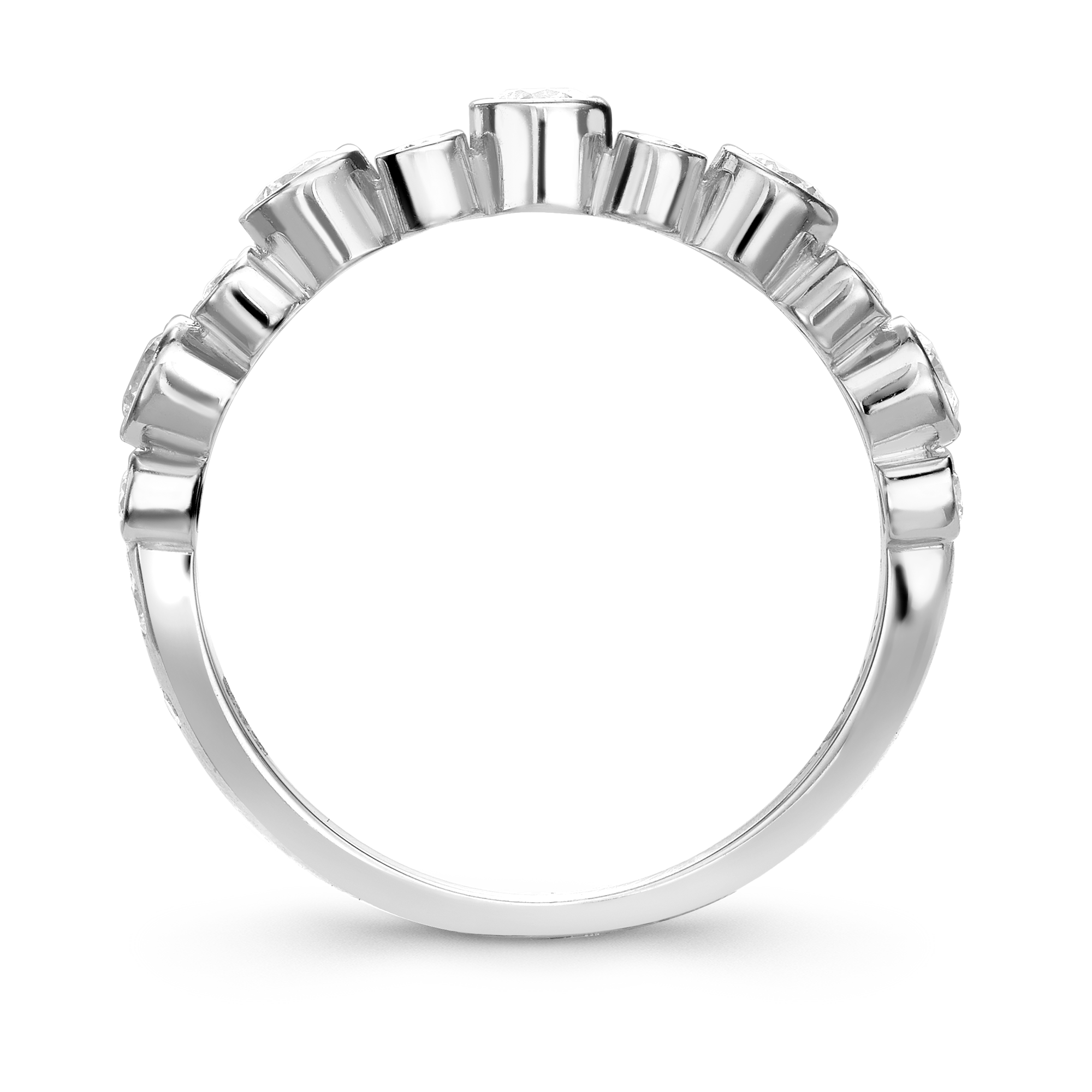 Bubbles Diamond Band Ring Brilliant Cut, Rubover Set_3