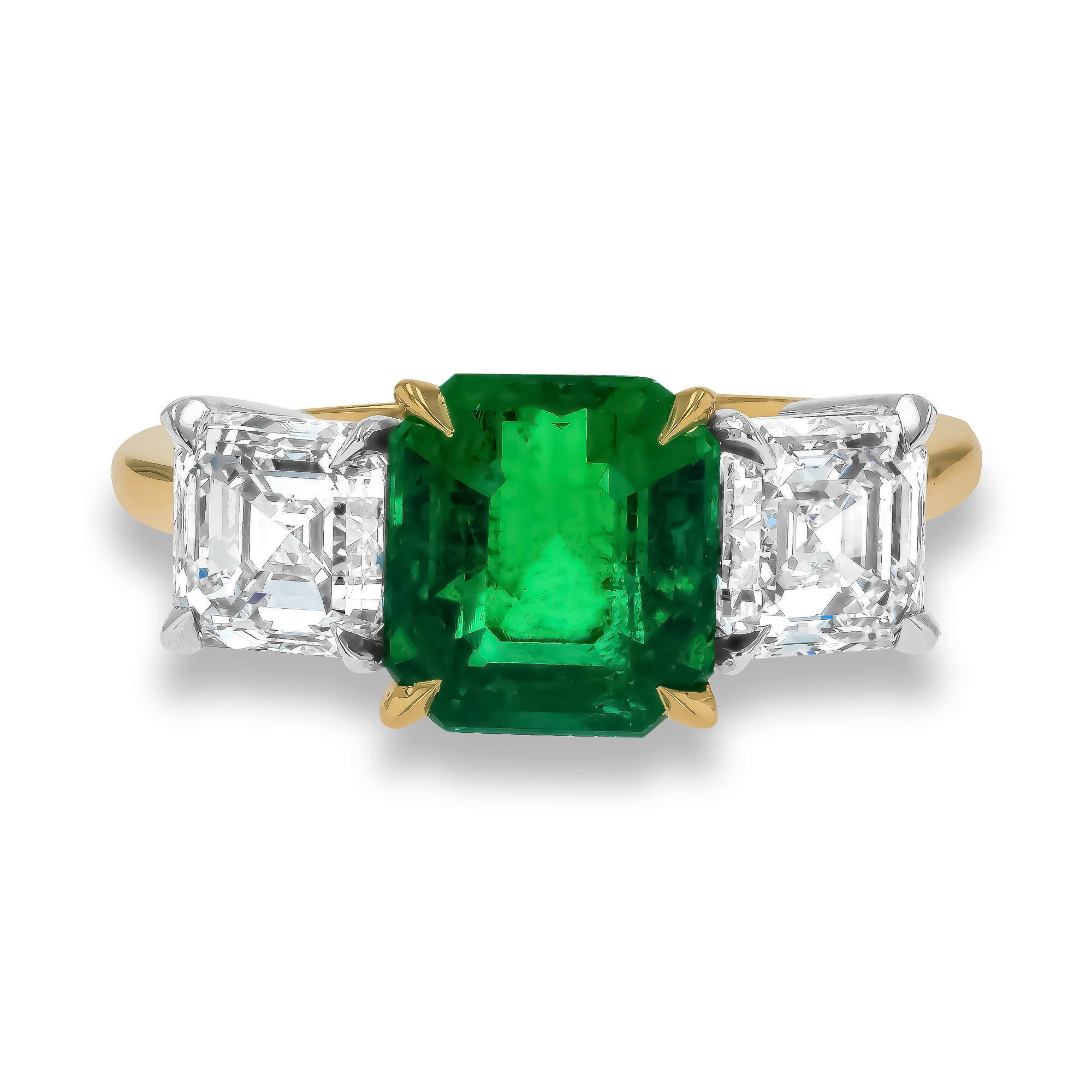 Octagonal Cut 2.34ct Zambian Emerald and Diamond Ring Octagonal Cut, Claw Set_2