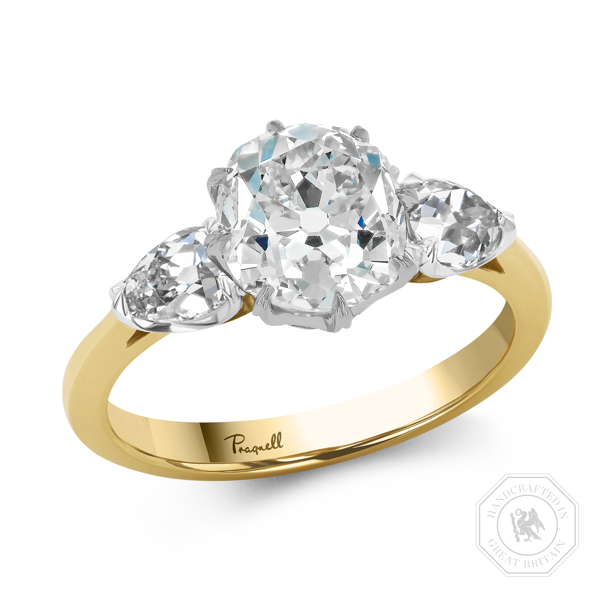 Antique Cushion Cut 3.155ct Diamond Ring Antique Cushion Cut, Claw Set_1