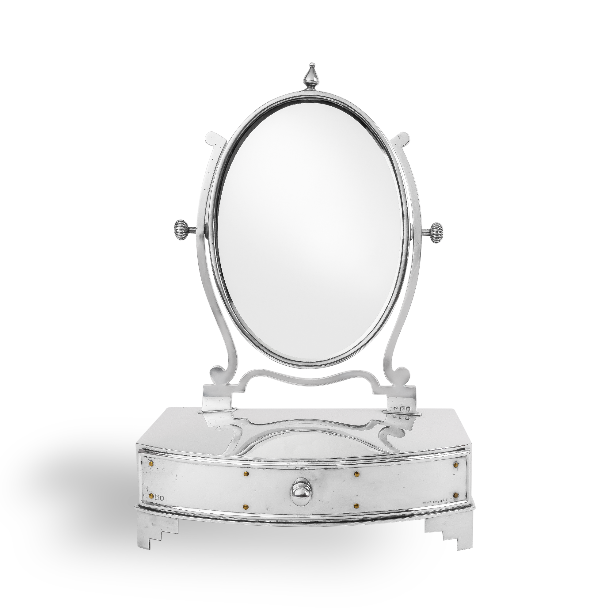 Silver Edward VII Jewellery Tray with Swivel Mirror Hallmarked London_3