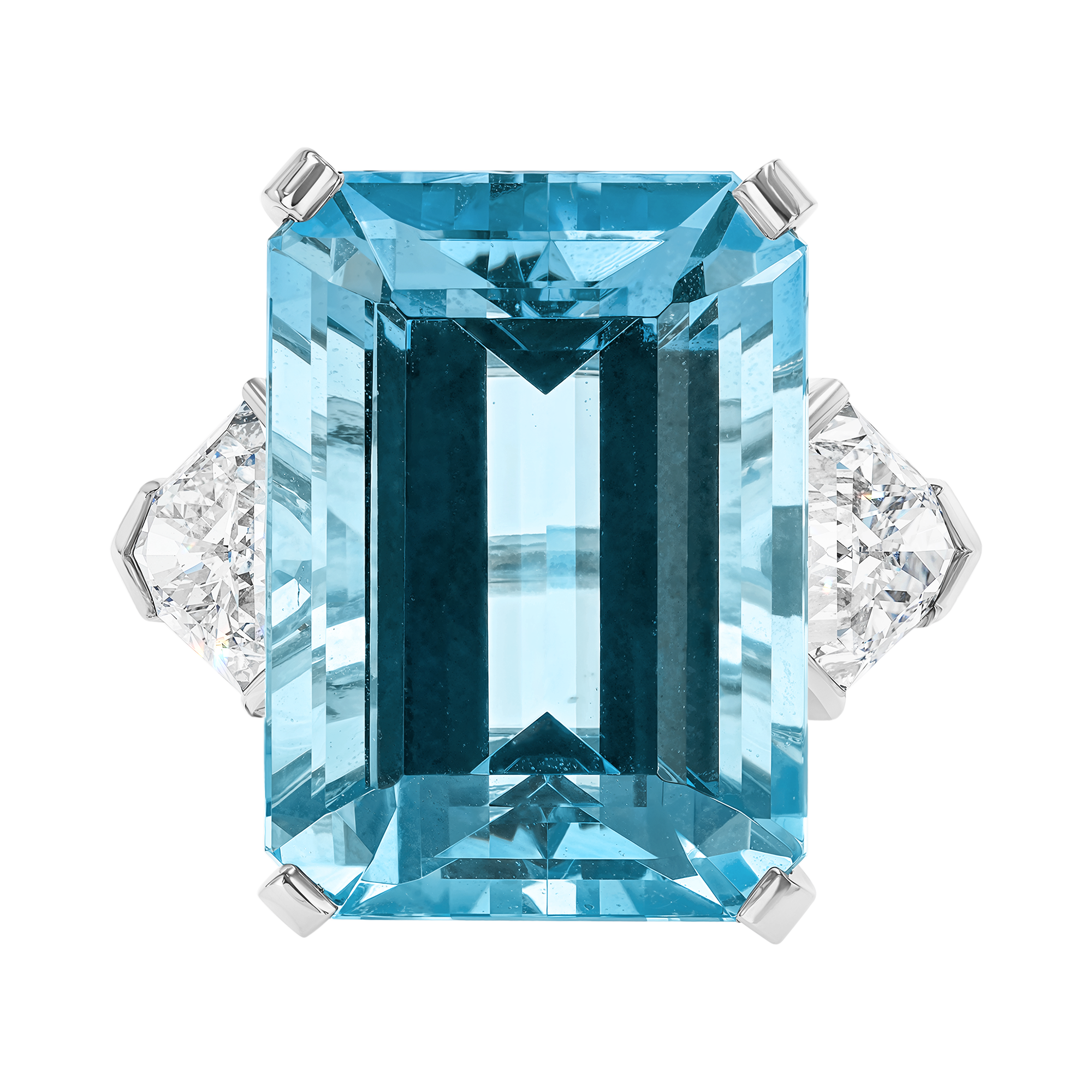 Octagonal Cut 24.60ct Aquamarine and Diamond Dress Ring Octagonal Cut, Claw Set_2