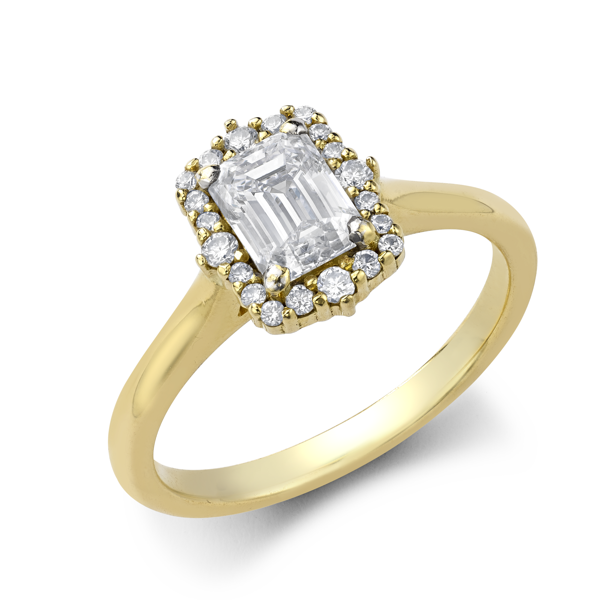 Classic 0.90ct Diamond Cluster Ring Emerald Cut, Claw Set_1