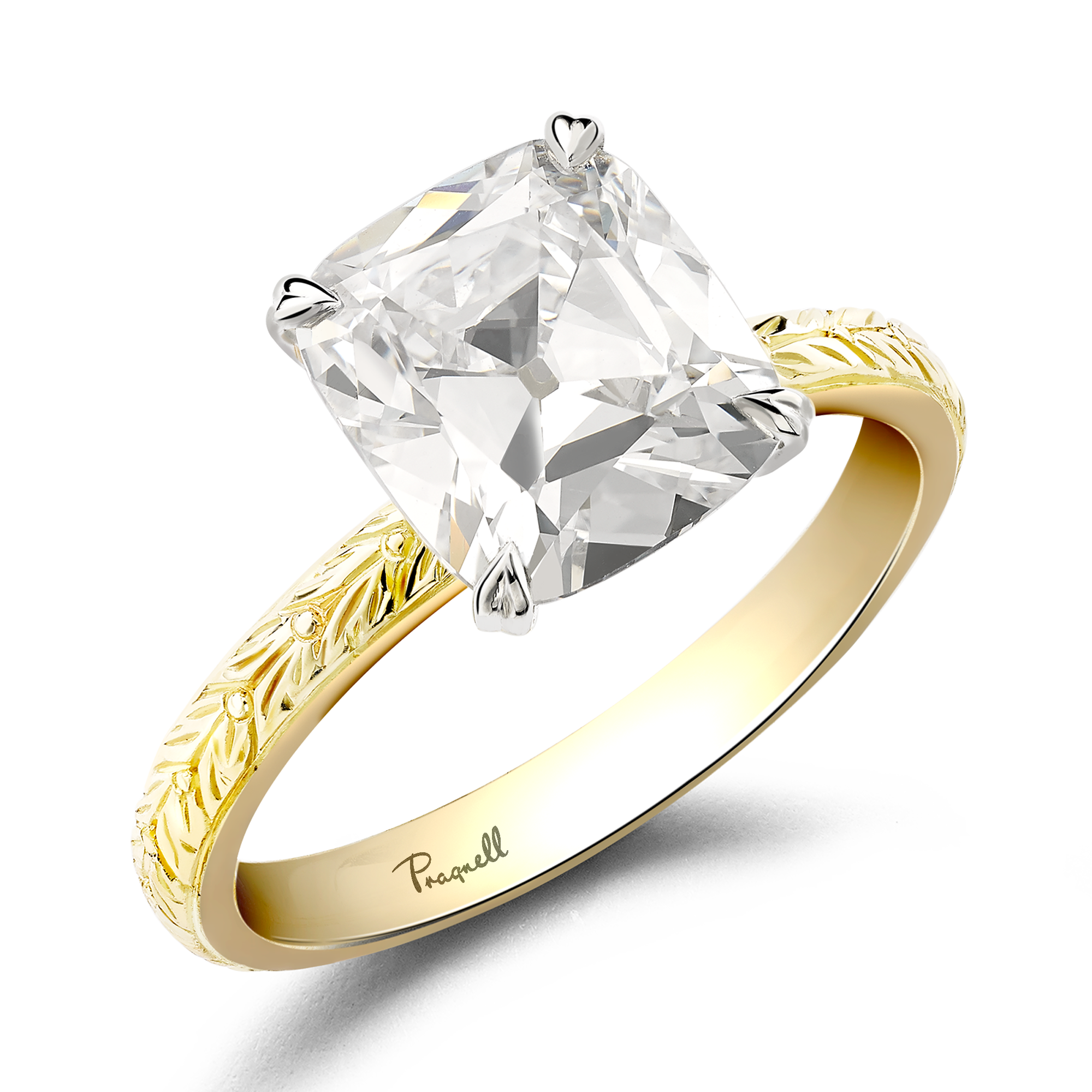 Antique Cushion Cut 2.81ct Golconda Diamond Ring Antique Cushion Cut, Claw Set_1