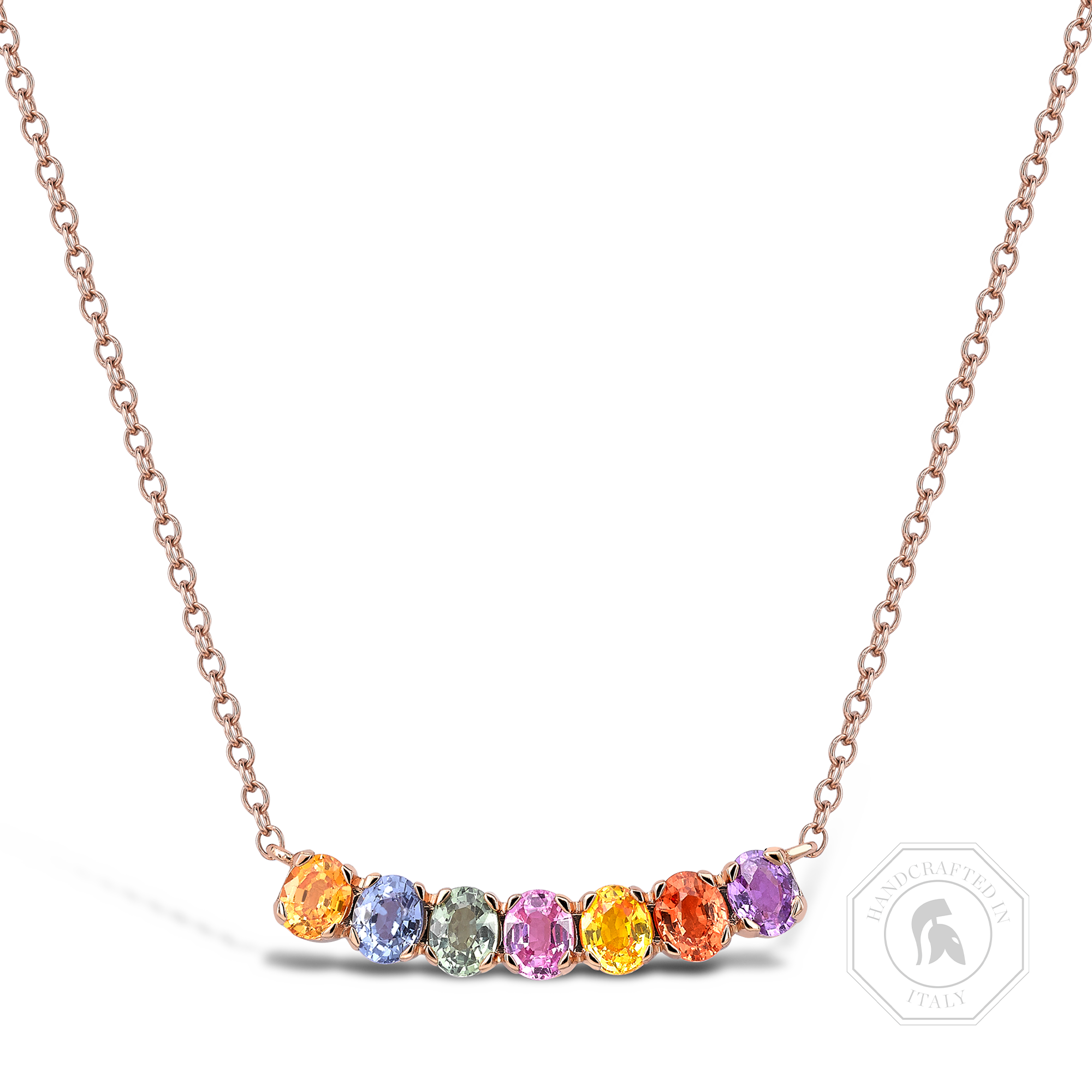 Rainbow Fancy Sapphire Line Pendant Oval Cut, Claw Set_1