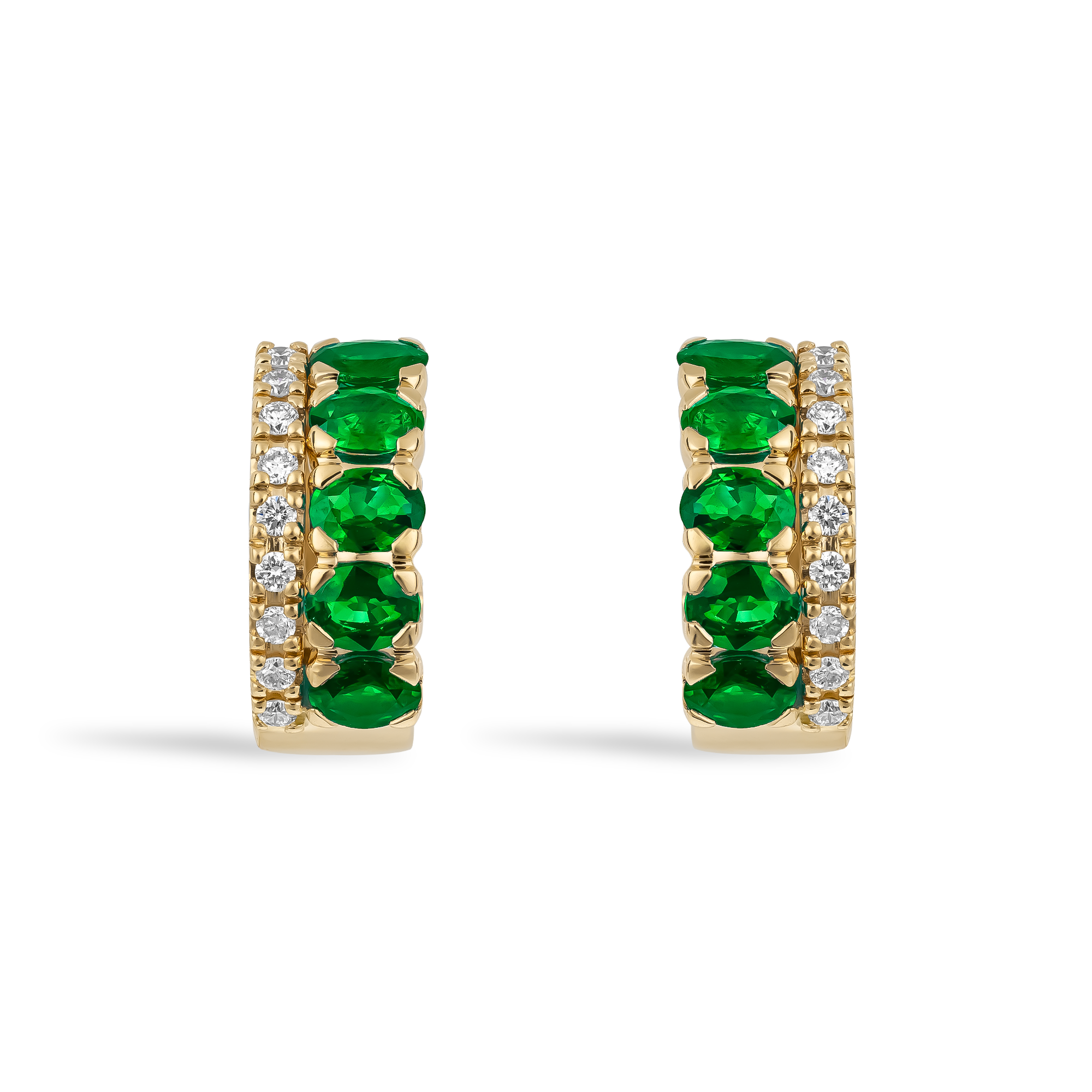 Oval Cut 1.35ct Emerald and Diamond Hoop Earrings Oval Cut, Claw Set_2