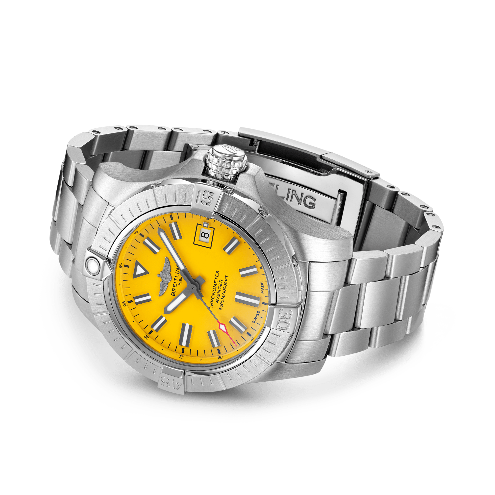 Breitling Avenger Automatic 45 Seawolf 45mm, Yellow Dial, Baton Numerals_4