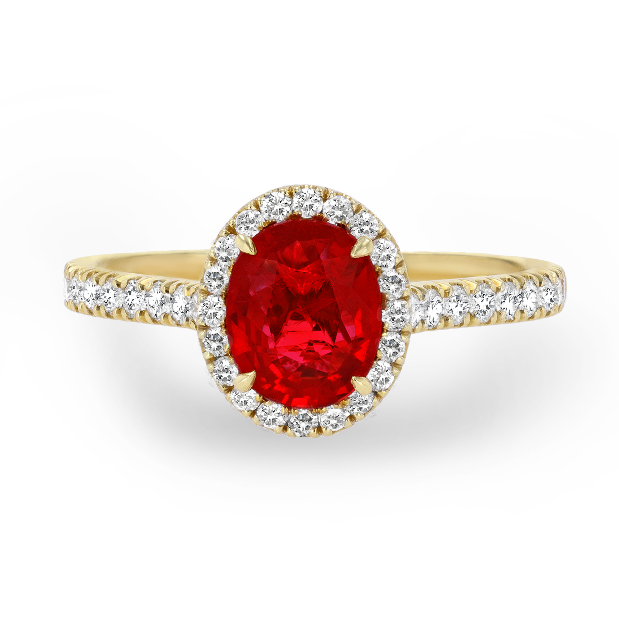 Ruby and Diamond Cluster Ring Oval & Brilliant Cut, Claw & Micro Pave Set_2