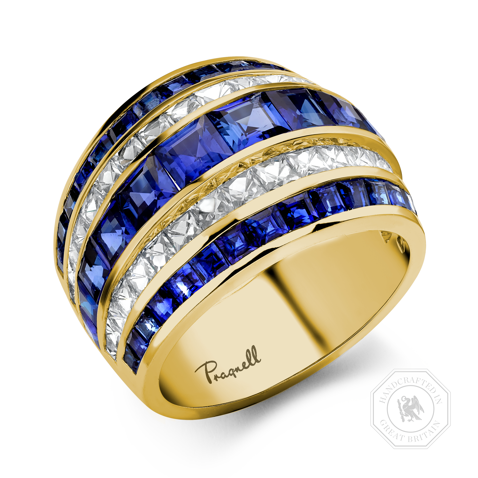 Manhattan Classic Sapphire & Diamond Ring Carre & French Cut, Channel Set_1