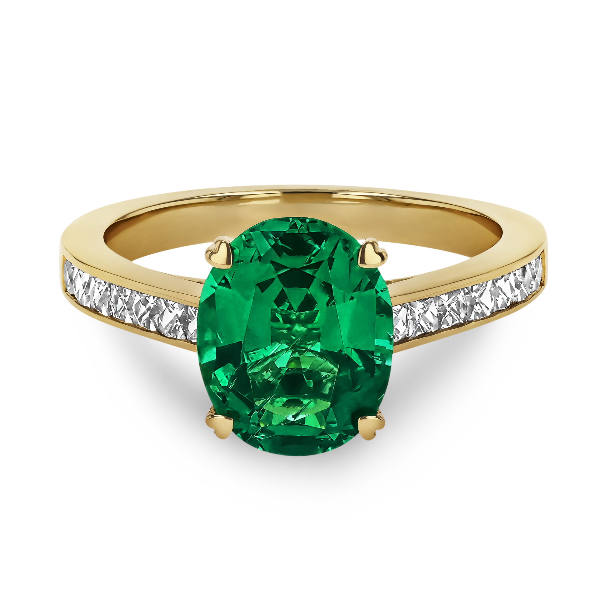 Gatsby 2.33ct Emerald and Diamond Solitaire Ring Oval Cut, Claw Set_2