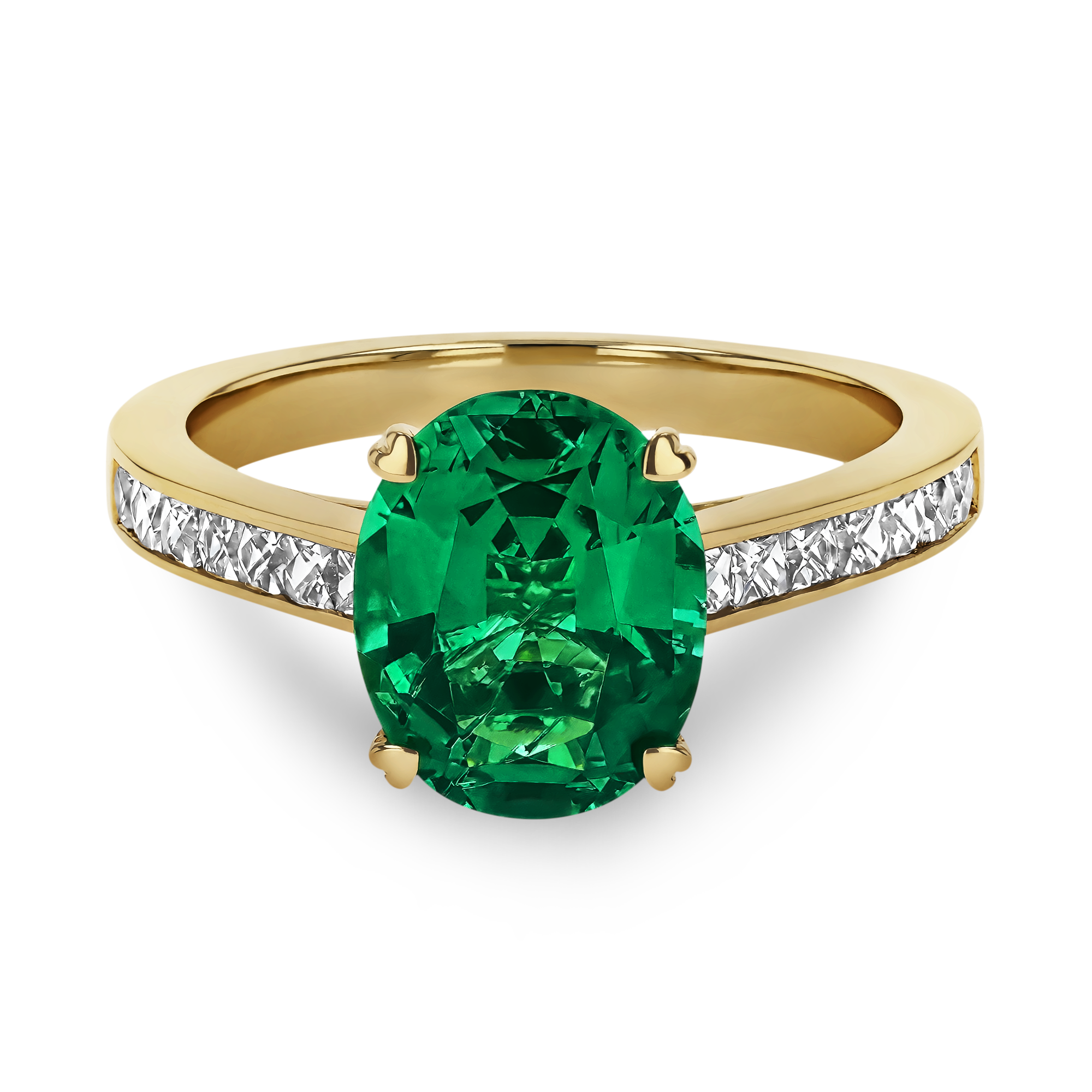 Gatsby 2.33ct Emerald and Diamond Solitaire Ring Oval Cut, Claw Set_2