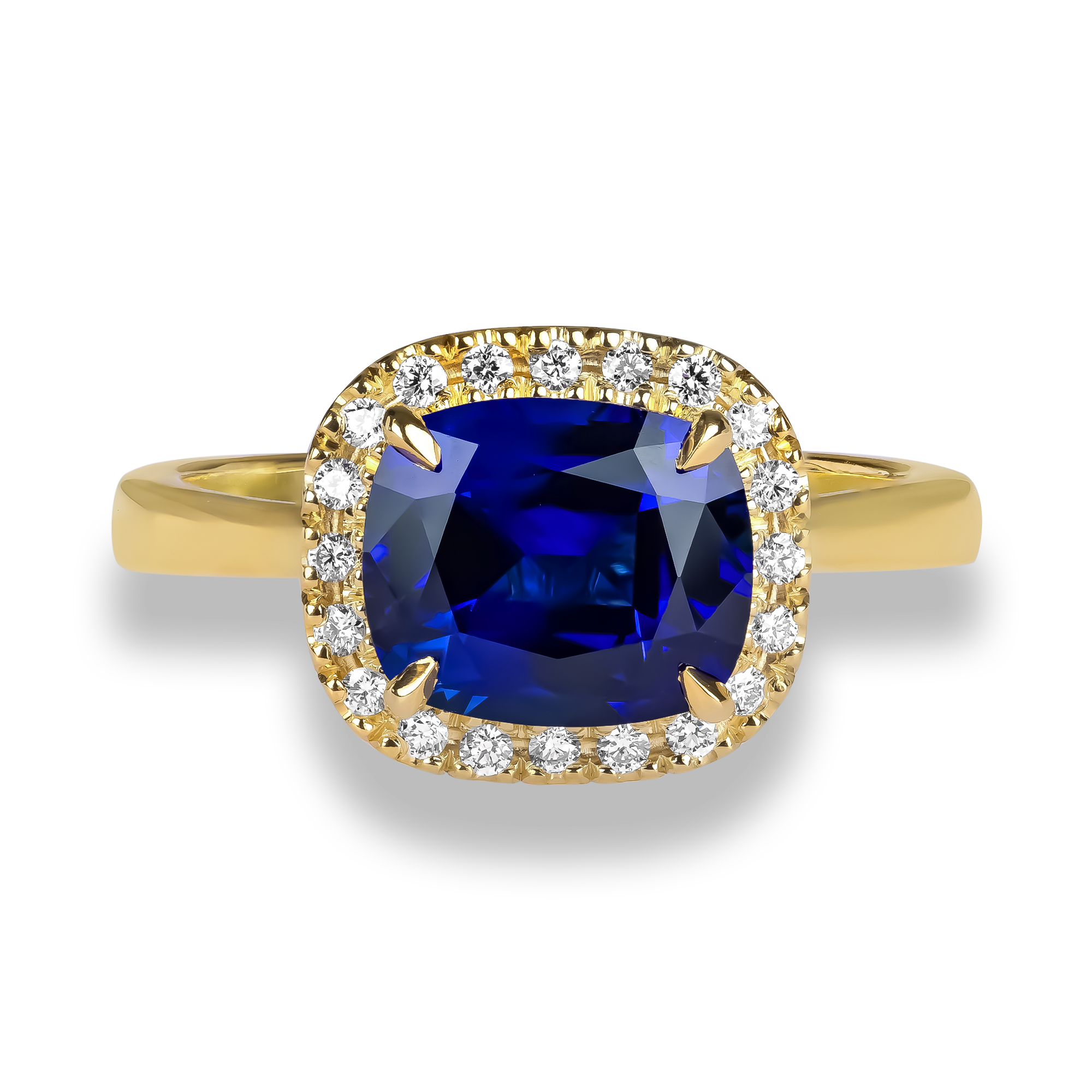 Cushion Cut 2.36ct Sri Lankan Sapphire and Diamond Ring Cushion Cut, Claw Set_2