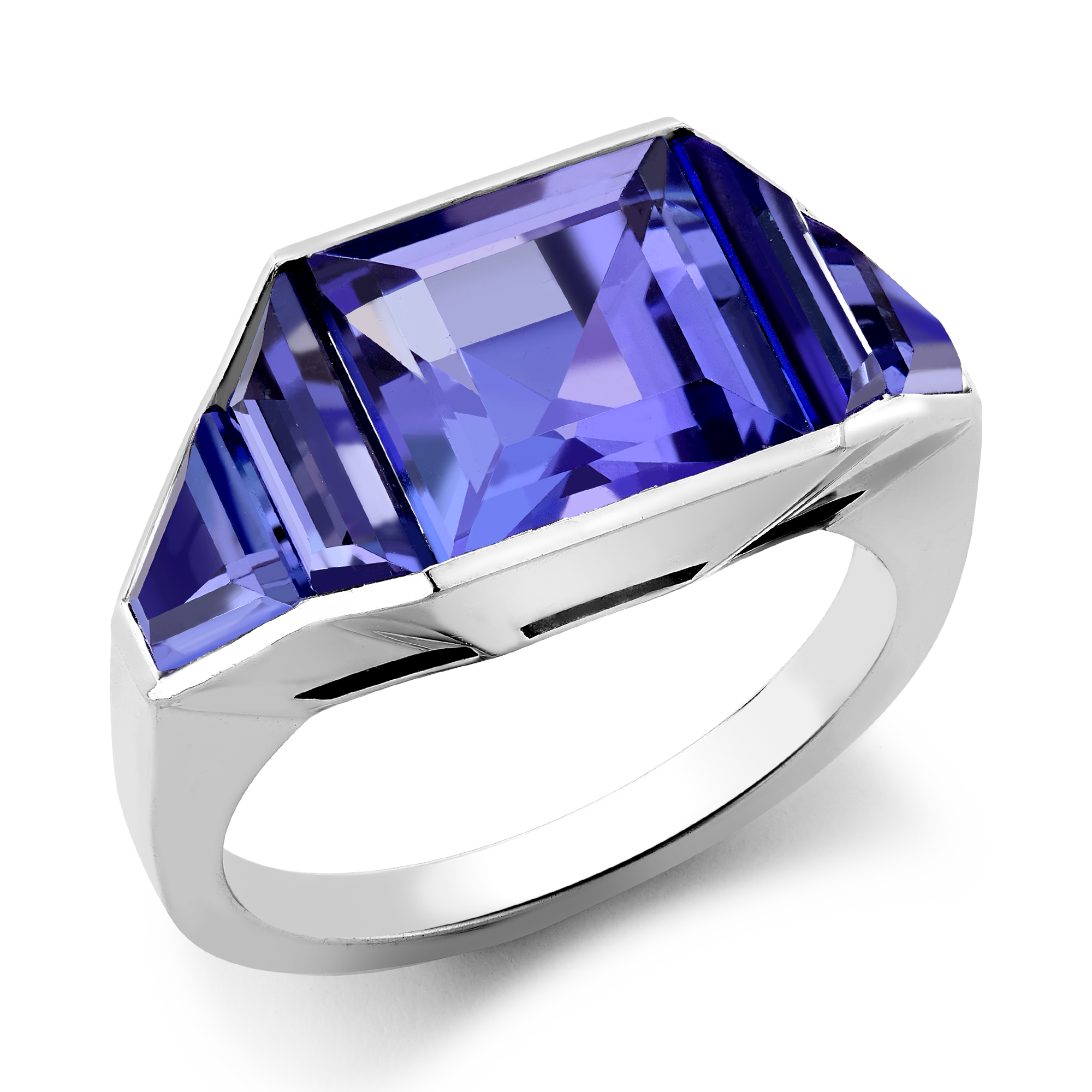 Kingdom Tanzanite Ring Carre Cut, Rubover Set_1