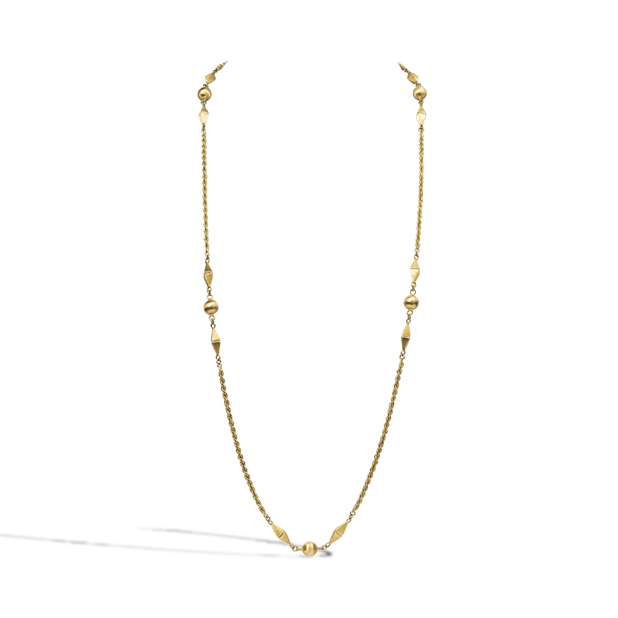 Retro Ball and Pyramid Link 80cm Gold Chain _1