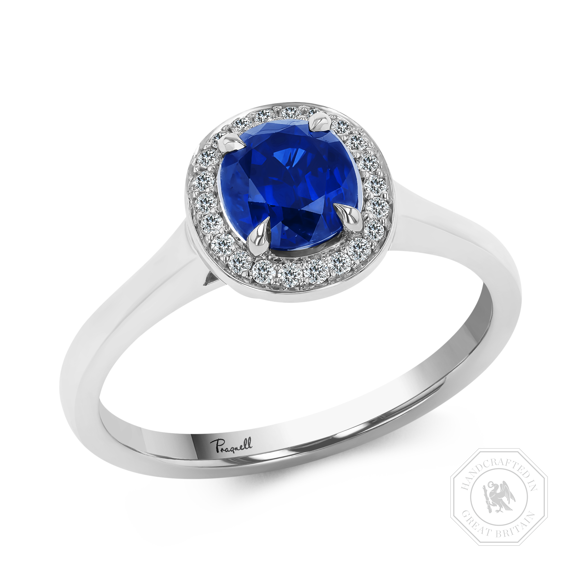 Oval Cut 1.12ct Sapphire and Diamond Cluster Ring Oval Cut, Claw Set_1