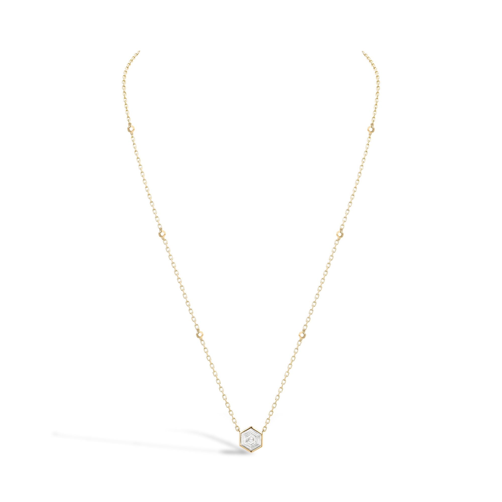 Honeycomb Diamond Solitaire Pendant Hexagonal Cut, Rubover Set_2