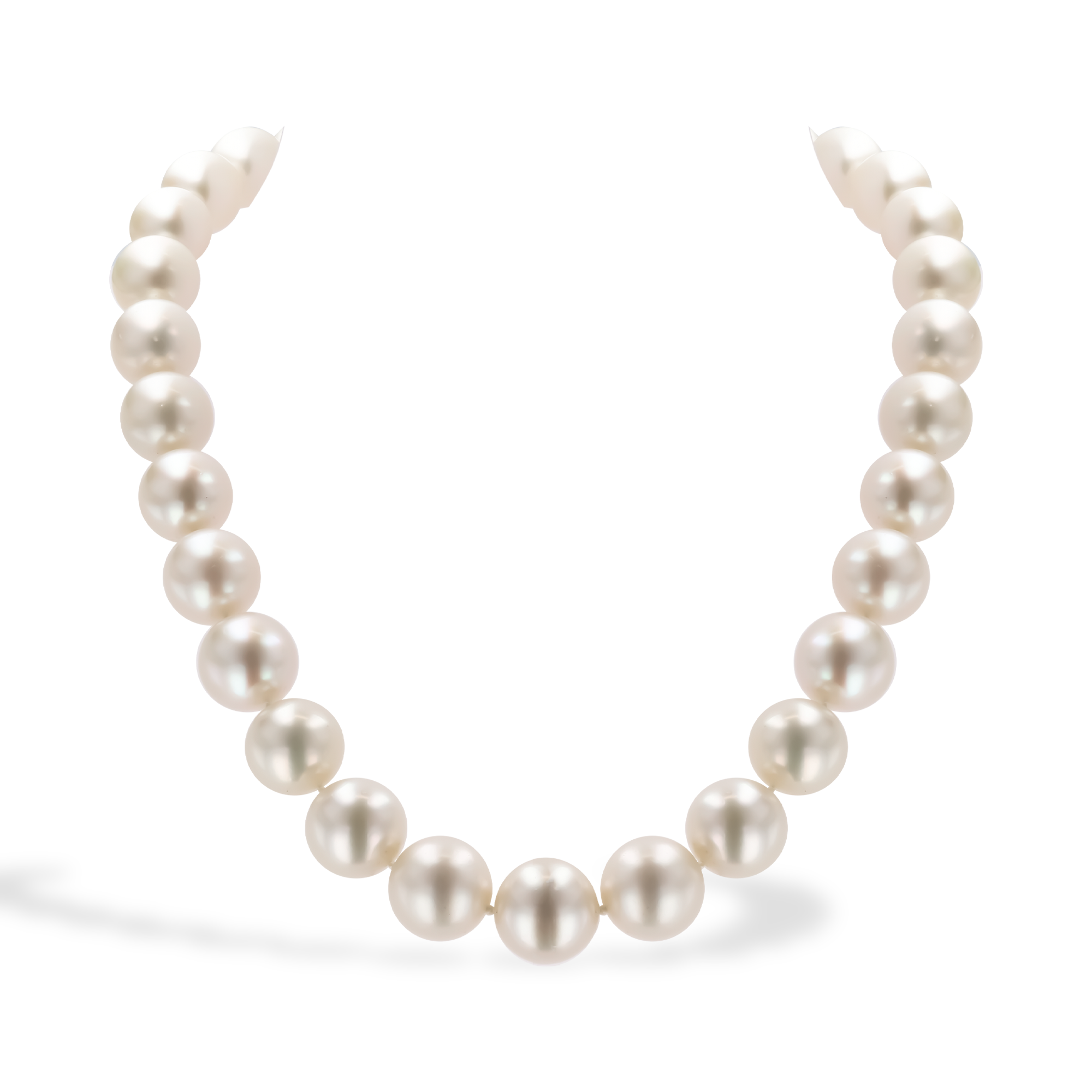 South Sea Pearl Necklace with Art Deco Diamond Clasp Trilliant Cut, Rubover Set_1