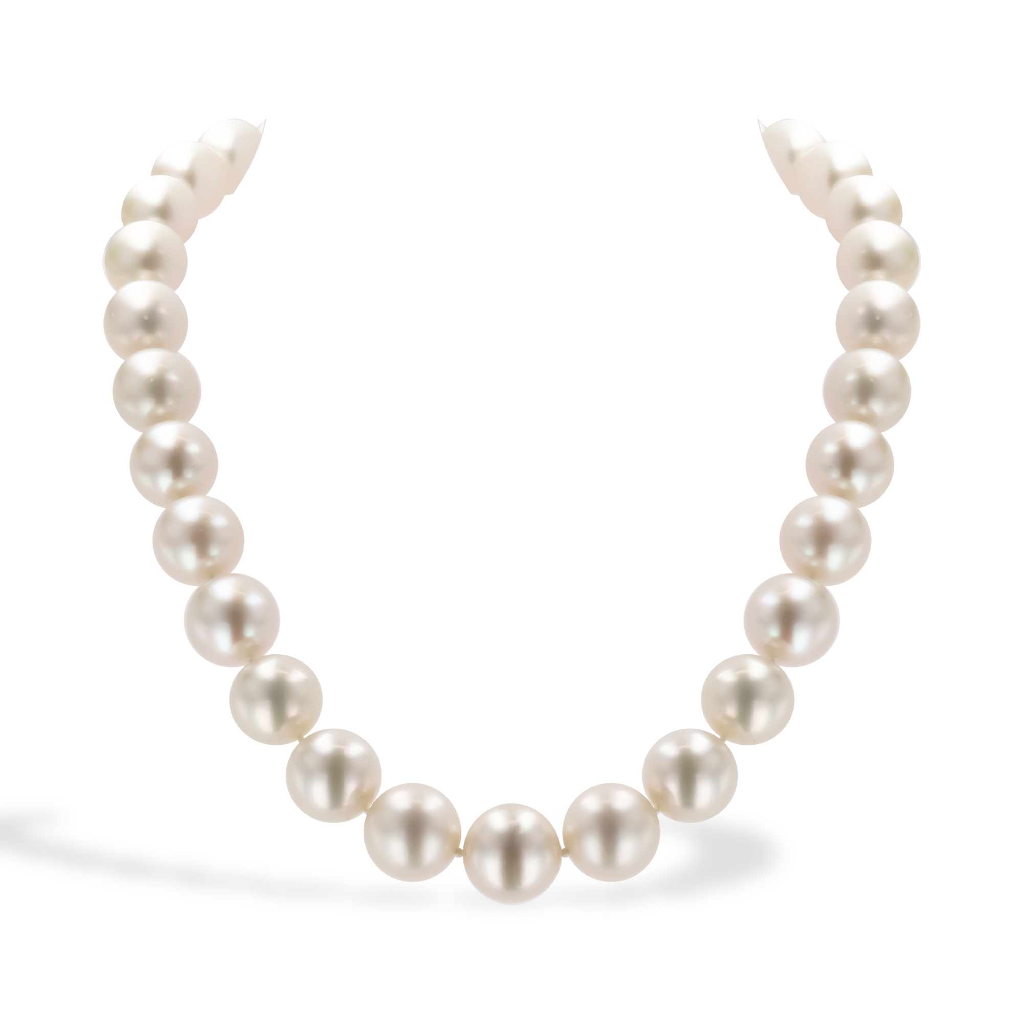 South Sea Pearl Necklace with Art Deco Diamond Clasp Trilliant Cut, Rubover Set_1