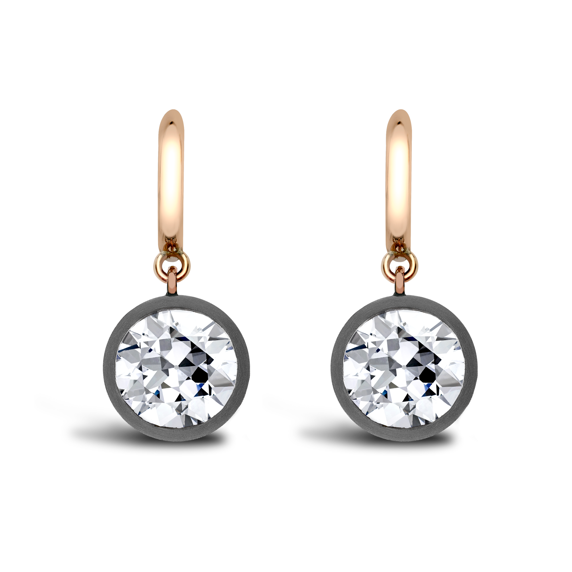 Diamond Drop Hoop Earrings Brilliant Cut, Brilliant Cut Diamond Surround_2